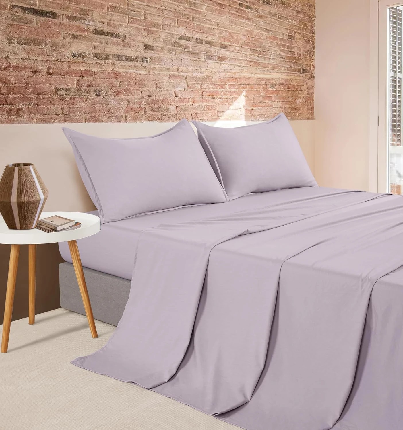 1 CleverPolly 100% Vintage Washed Microfibre Sheet Set - Lilac - Queen Bed, 1 of 5