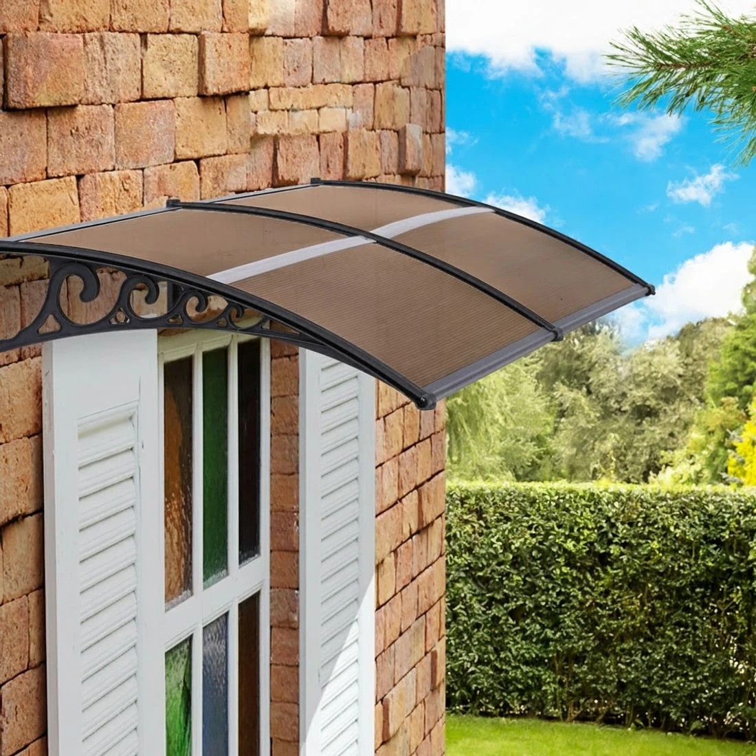 5 Instahut Window Door Awning 0.8mx2m - Brown, 5 of 9