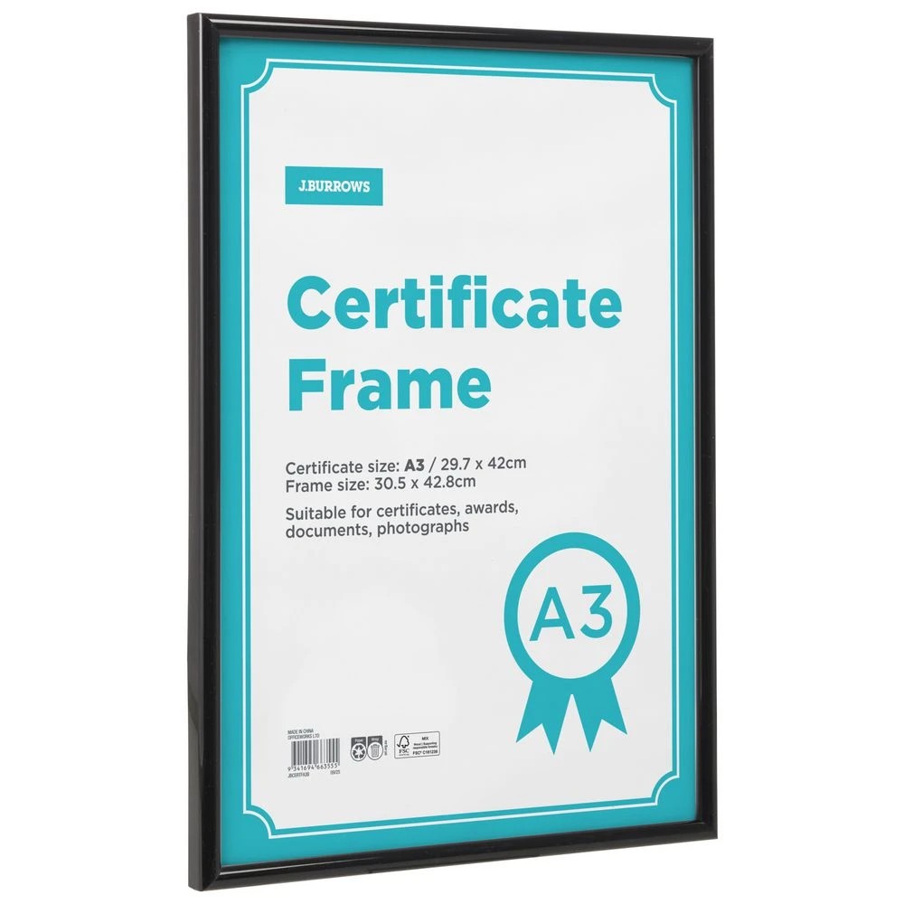 1 A3 Certificate Frame Black, 1 of 4