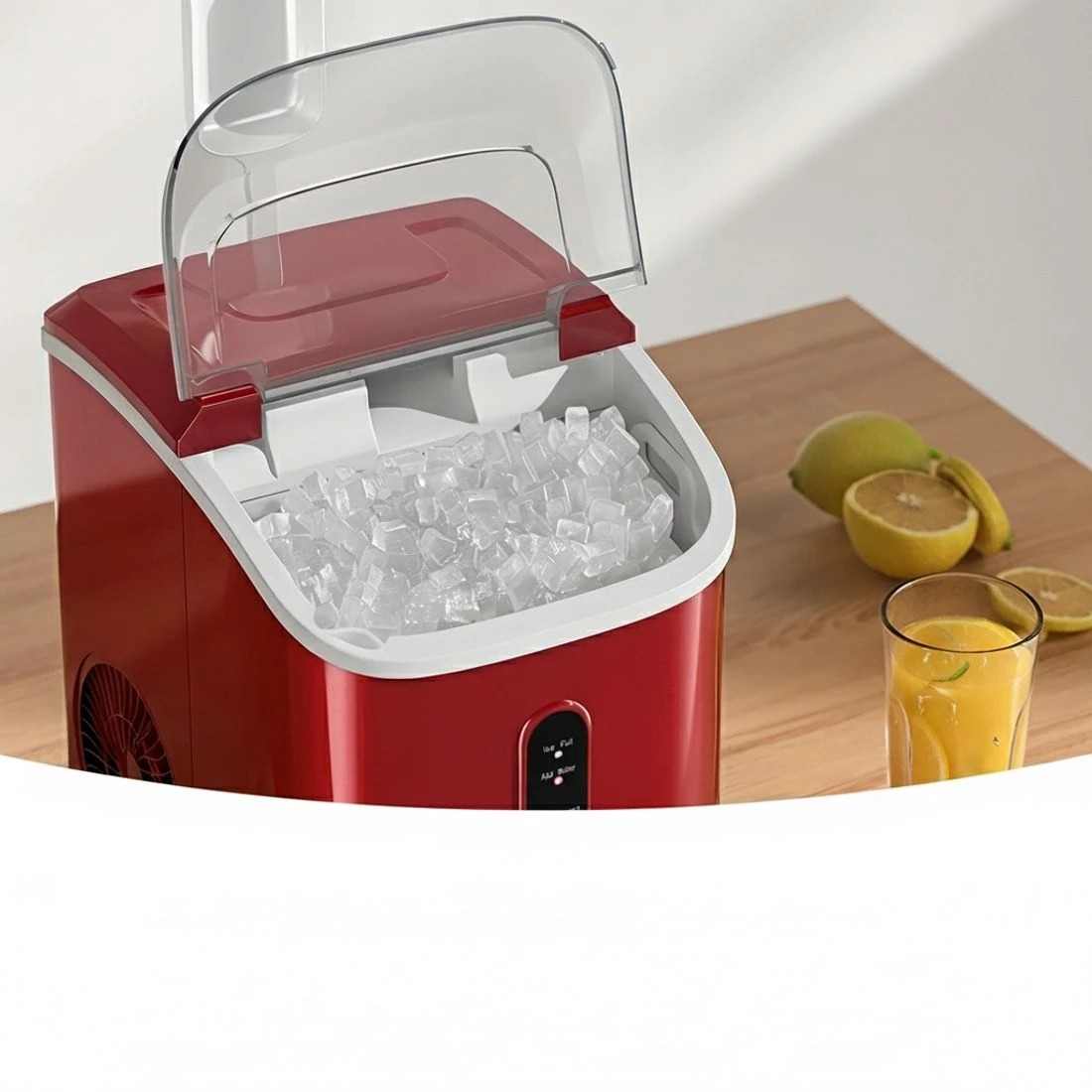 8 Devanti Ice Maker Machine 15kg Nugget Chewable Ice Cube - Red, 8 of 9