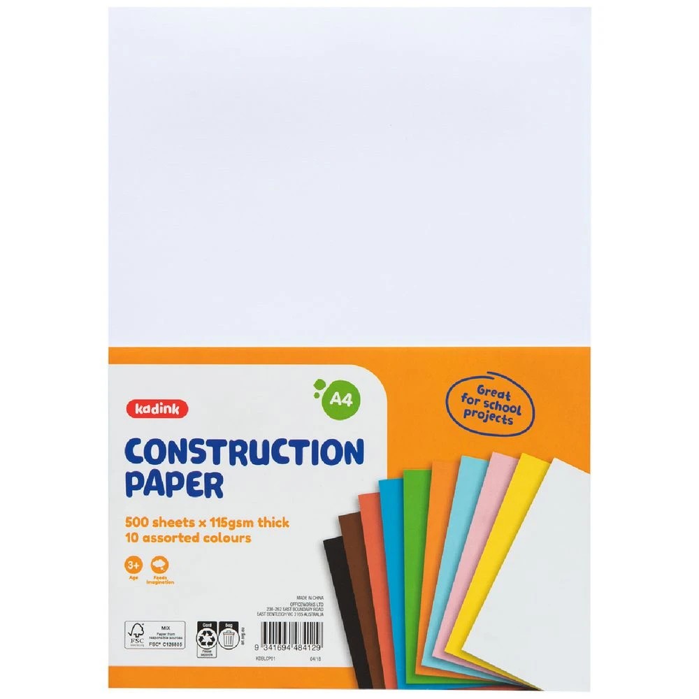 1 Kadink Construction Paper A4 Assorted 500 Pack, 1 of 6