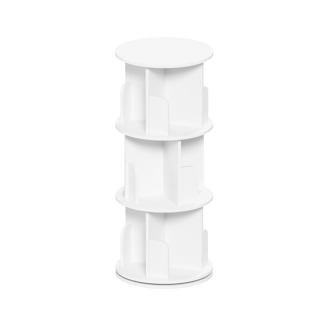 1 Advwin 3 Tiers Bookshelf Rotating Corner Bookcase Cabinet Revolving Display Stand Rack White, 1 of 8