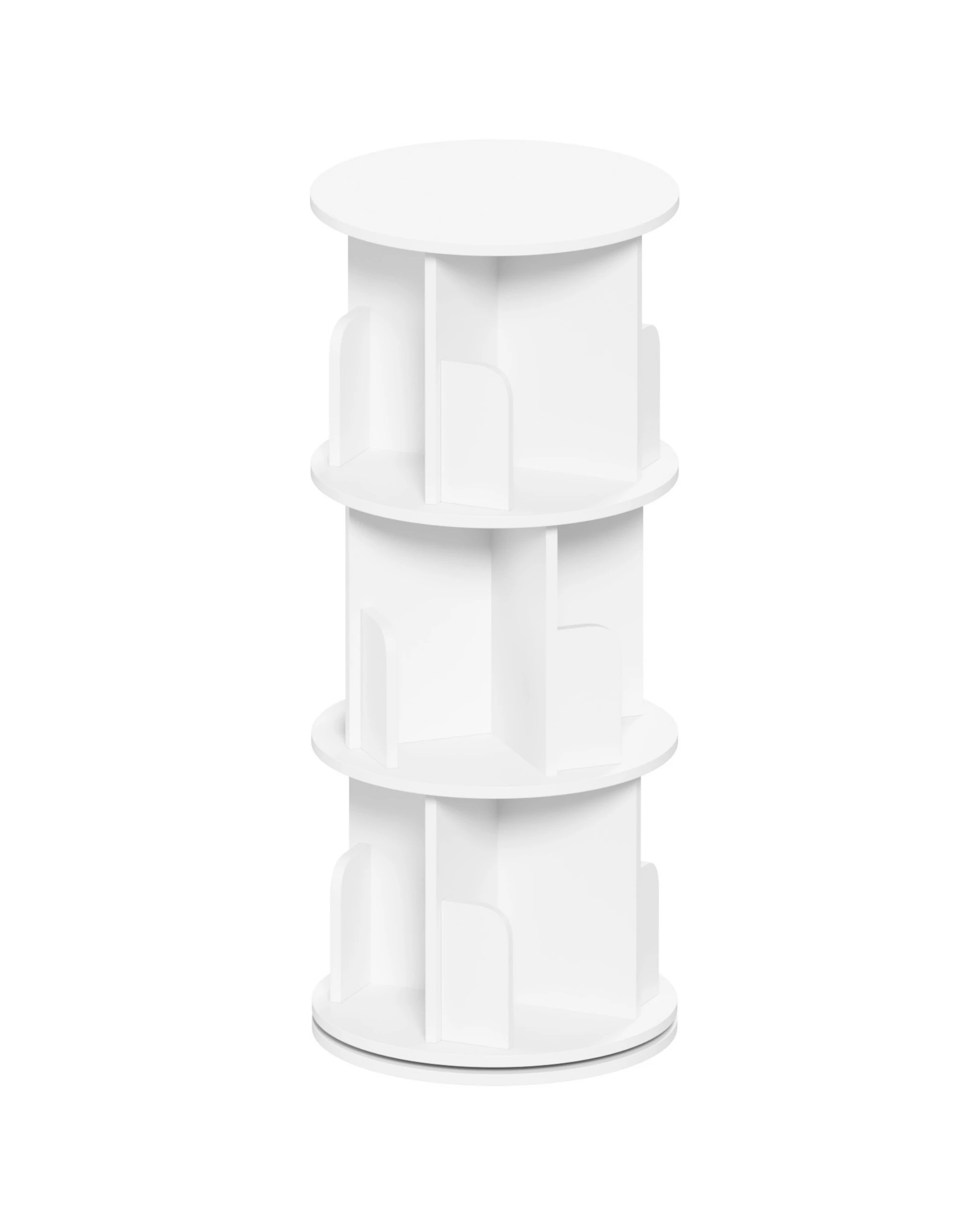1 Advwin 3 Tiers Bookshelf Rotating Corner Bookcase Cabinet Revolving Display Stand Rack White, 1 of 8