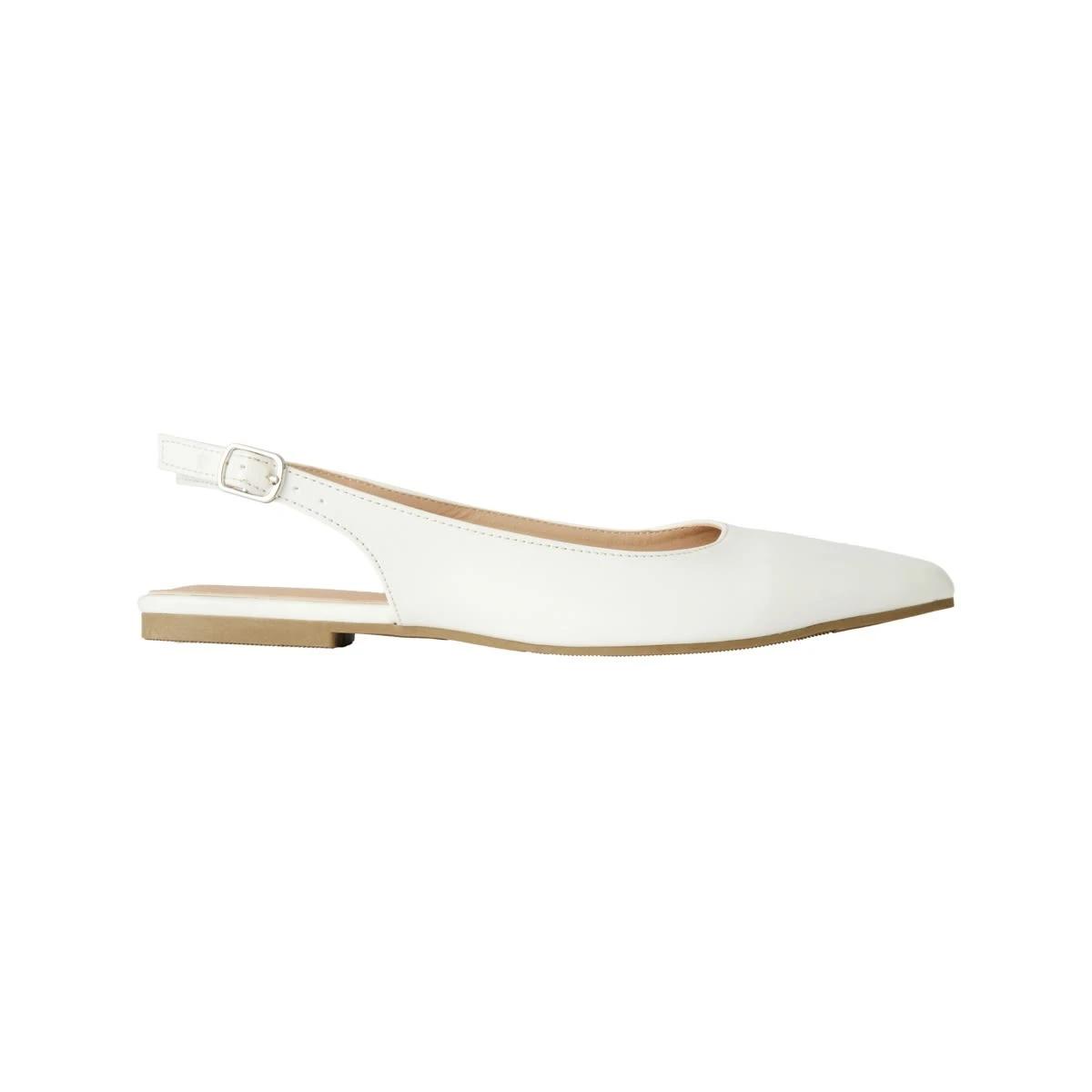 1 Point Toe Ballet Slingback Flats Wht Patent, 1 of 3