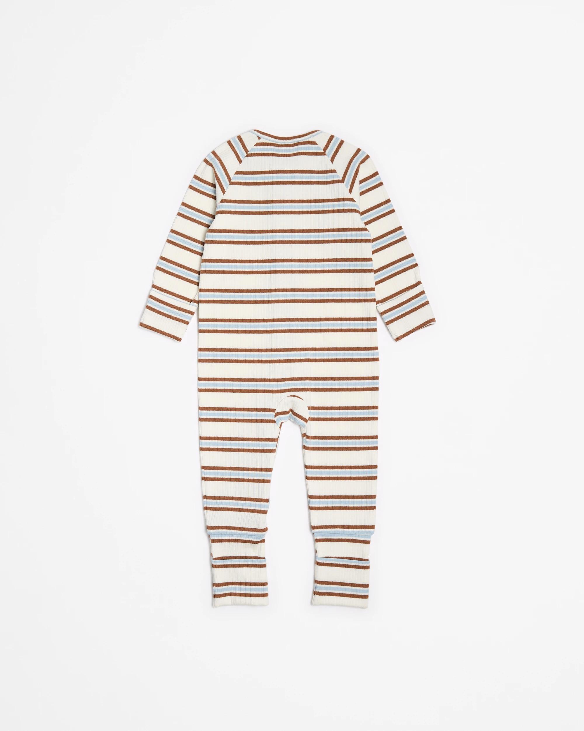 4 Target Baby Organic Cotton Rib Zip Footless Coverall BROWN RETRO STRIPE, 4 of 4