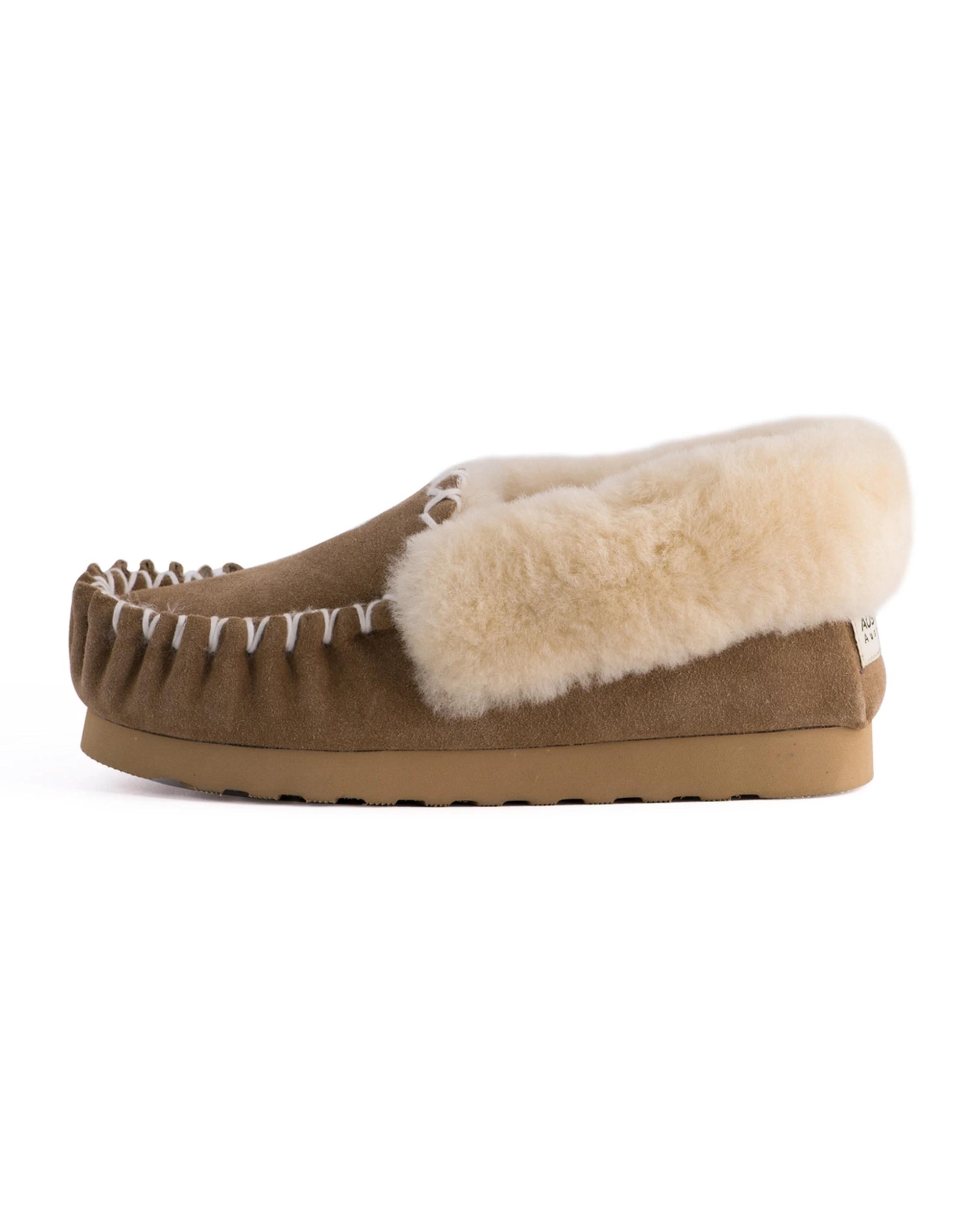 4 AUS WOOLI Hand Stitched Womens Sheepskin Moccasin TAN, 4 of 7