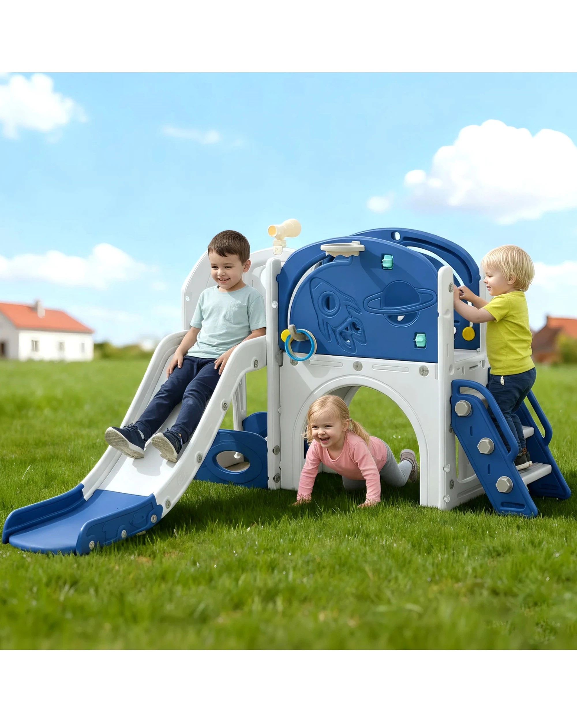 2 9 in 1 L-Shaped Toddler Slide Indoor Baby Slide Kids Playset Outdoor Playground, 2 of 10