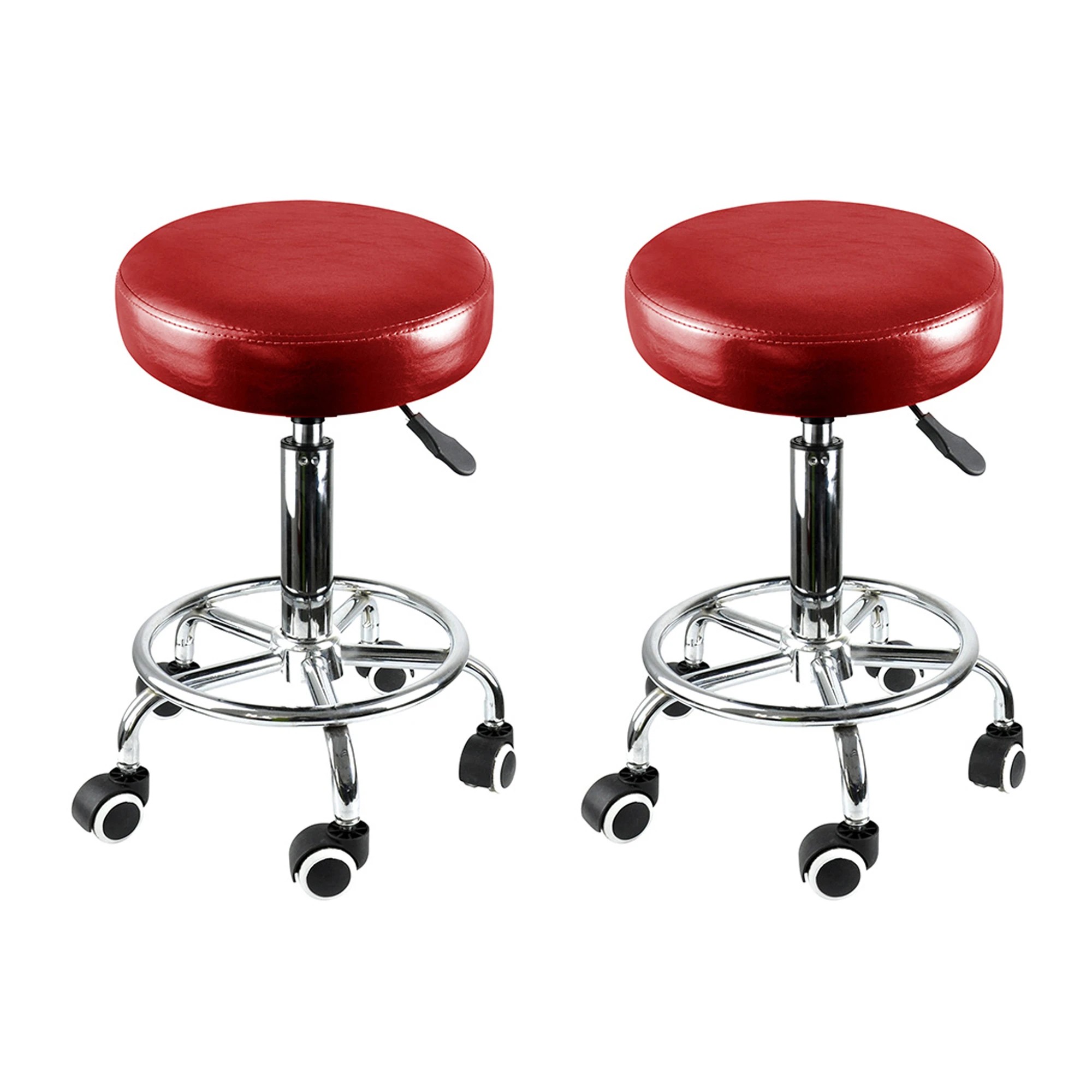 1 Levede 2x Salon Stool Swivel Barber Stools Bar Chair Lift Hairdressing Round Red, 1 of 8