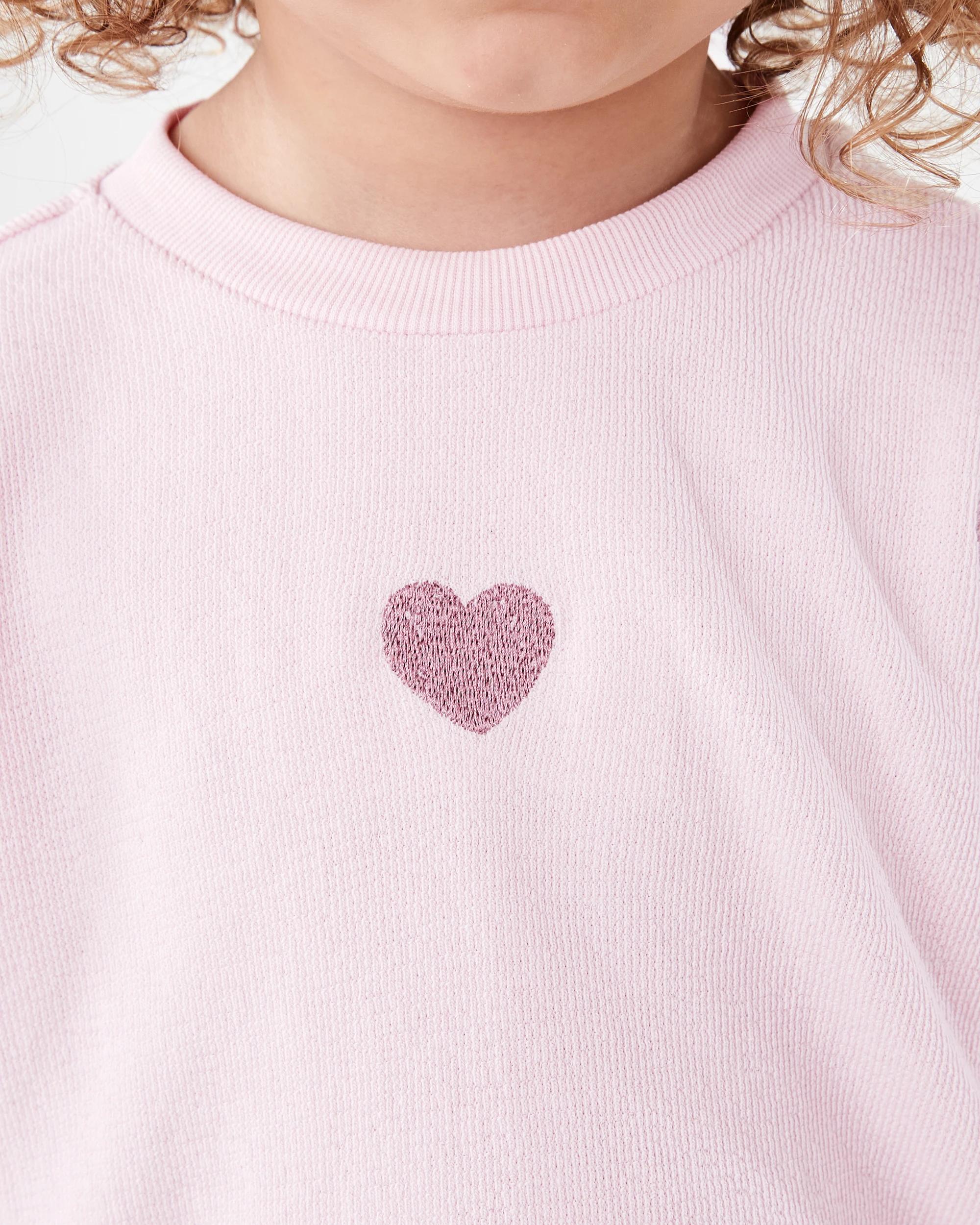 4 Slub Jacquard Crew Neck Sweater Pnk Heart, 4 of 7