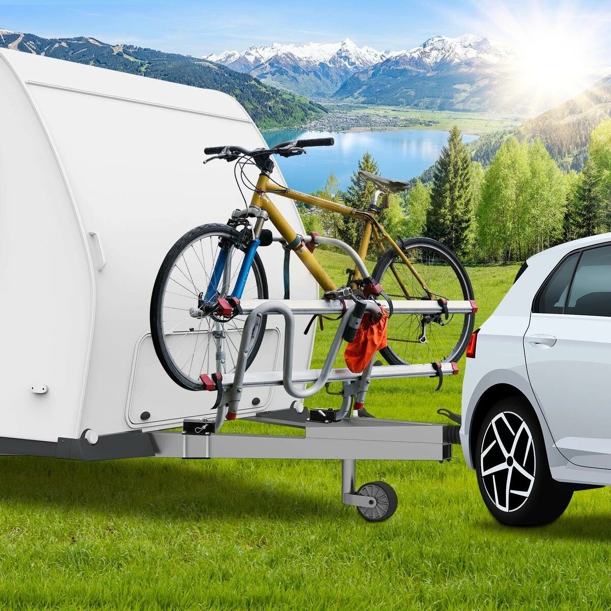 2 AUSWAY Hitch Receiver Adapter Trailer Universal Mount Reducer Caravan Bike Rack, 2 of 3