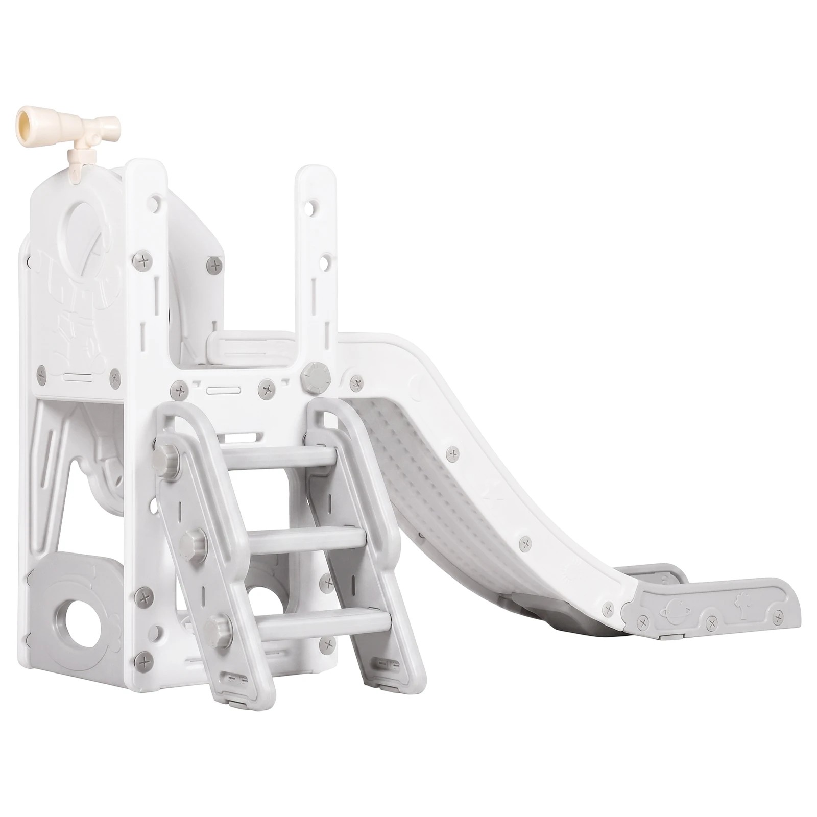 4 Advwin 6 in 1 L-Shaped Toddler Slide Indoor Baby Slide Kids Playset Outdoor Playground - Grey, 4 of 9