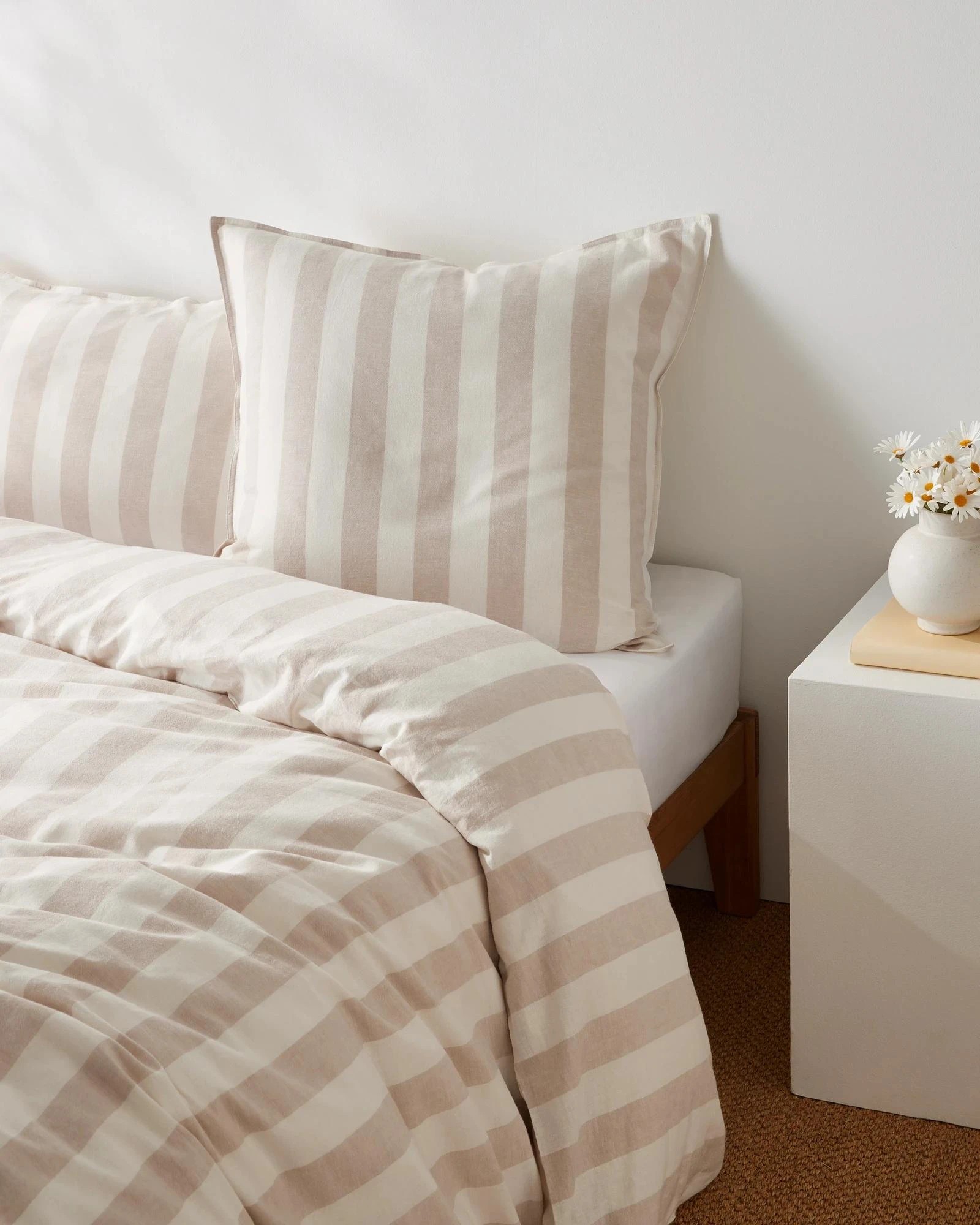 1 Target Reid Stripe Linen/Cotton European Pillowcase - Queen Bed - Natural, 1 of 2