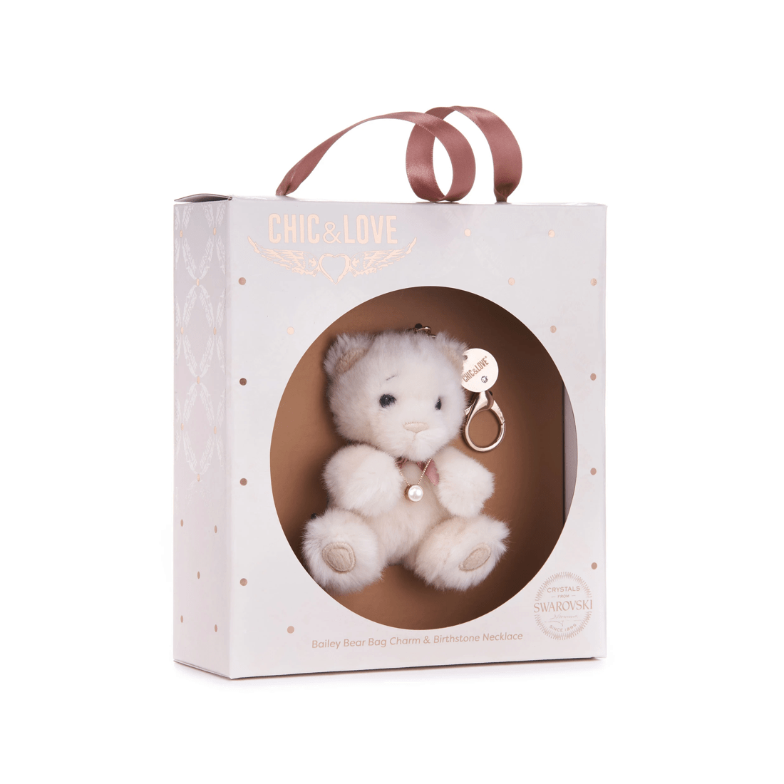 3 Chic & Love - Bailey Bear Bag Charm & Necklace June - Gift Set - White, 3 of 4