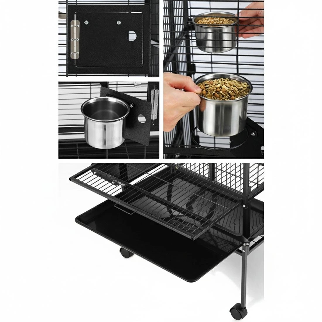 6 i.Pet Bird Cage 173cm Large Aviary - Black, 6 of 6