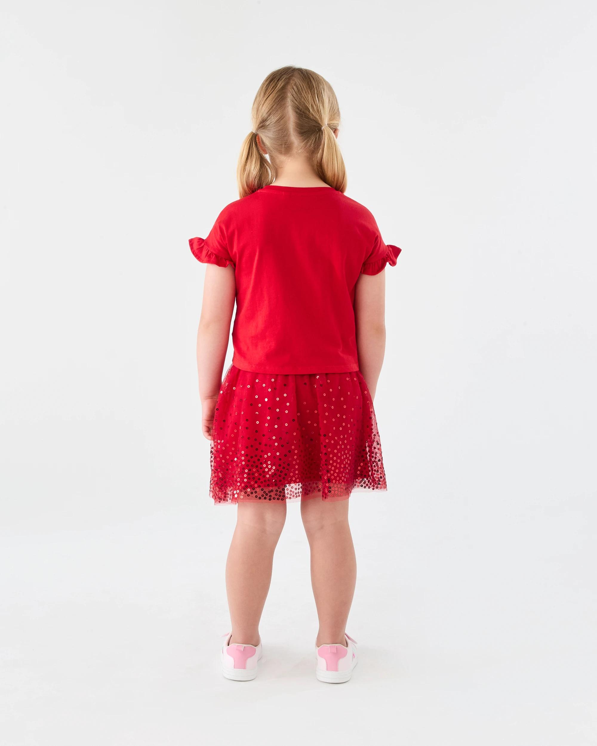 6 Christmas Bow Sequin T-Shirt Red Bow, 6 of 8