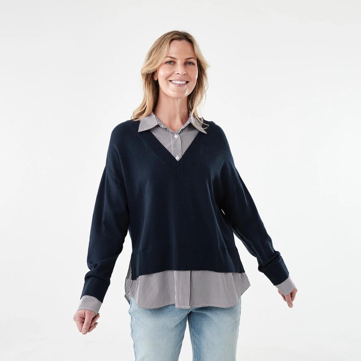 1 Twofer Jumper Navy M Stp, 1 of 7