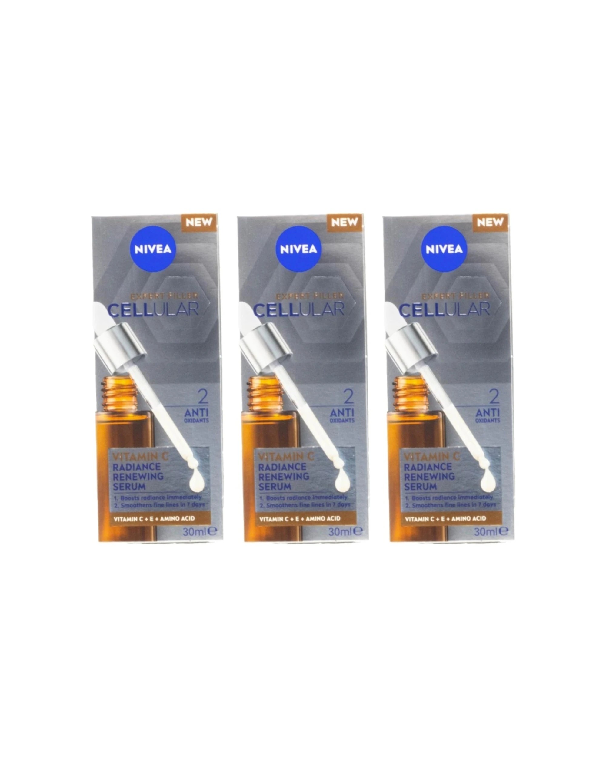1 Nivea Anti Ageing Radiance Serum Cellular With Vitamin C E Amino Acids 3 Pack - Multi, 1 of 4