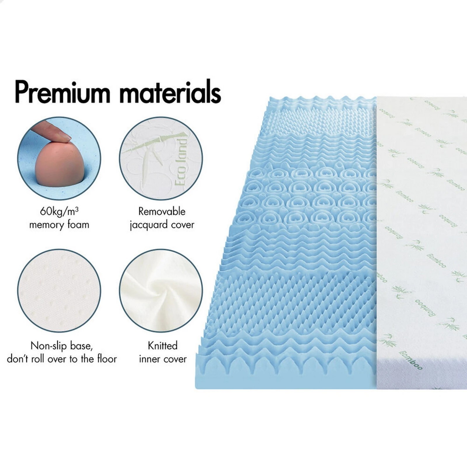 4 Starry Eucalypt Memory Foam Mattress Topper 7-Zone 5cm - King Single Bed, 4 of 7