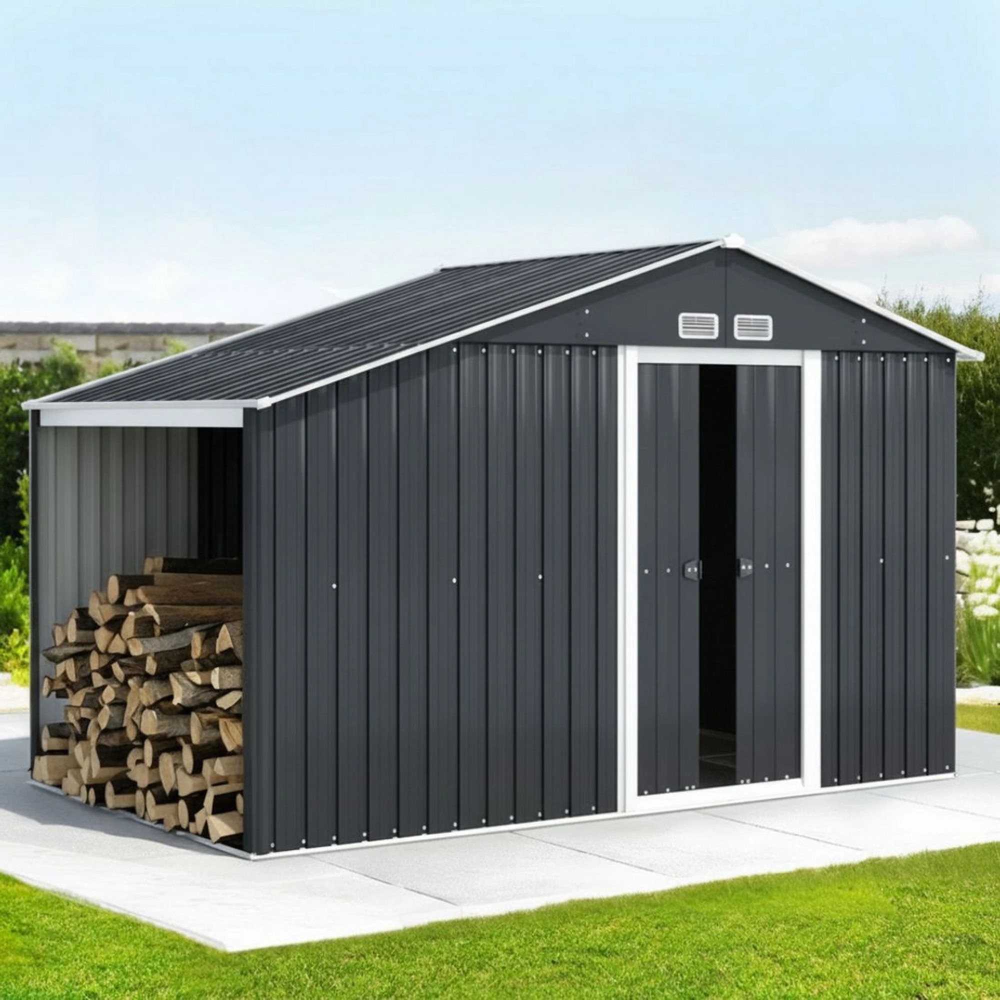 2 Giantz Garden Shed Outdoor Storage Tool Workshop House Shelter - Grey, 2 of 7