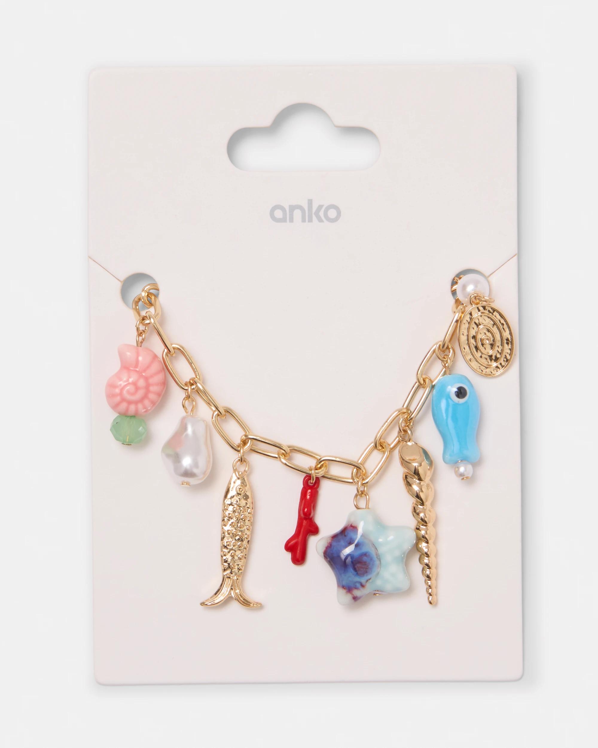 5 Ocean Charms Bracelet - Gold Tone Gold, 5 of 5