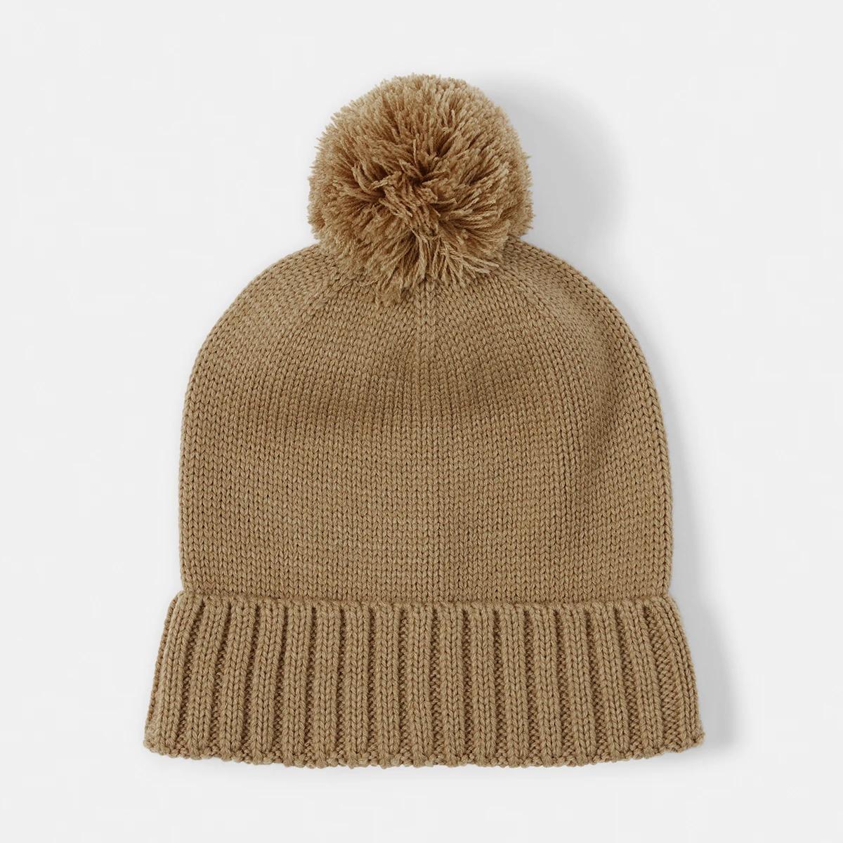 1 Basic Pom Pom Beanie Sandstone, 1 of 6