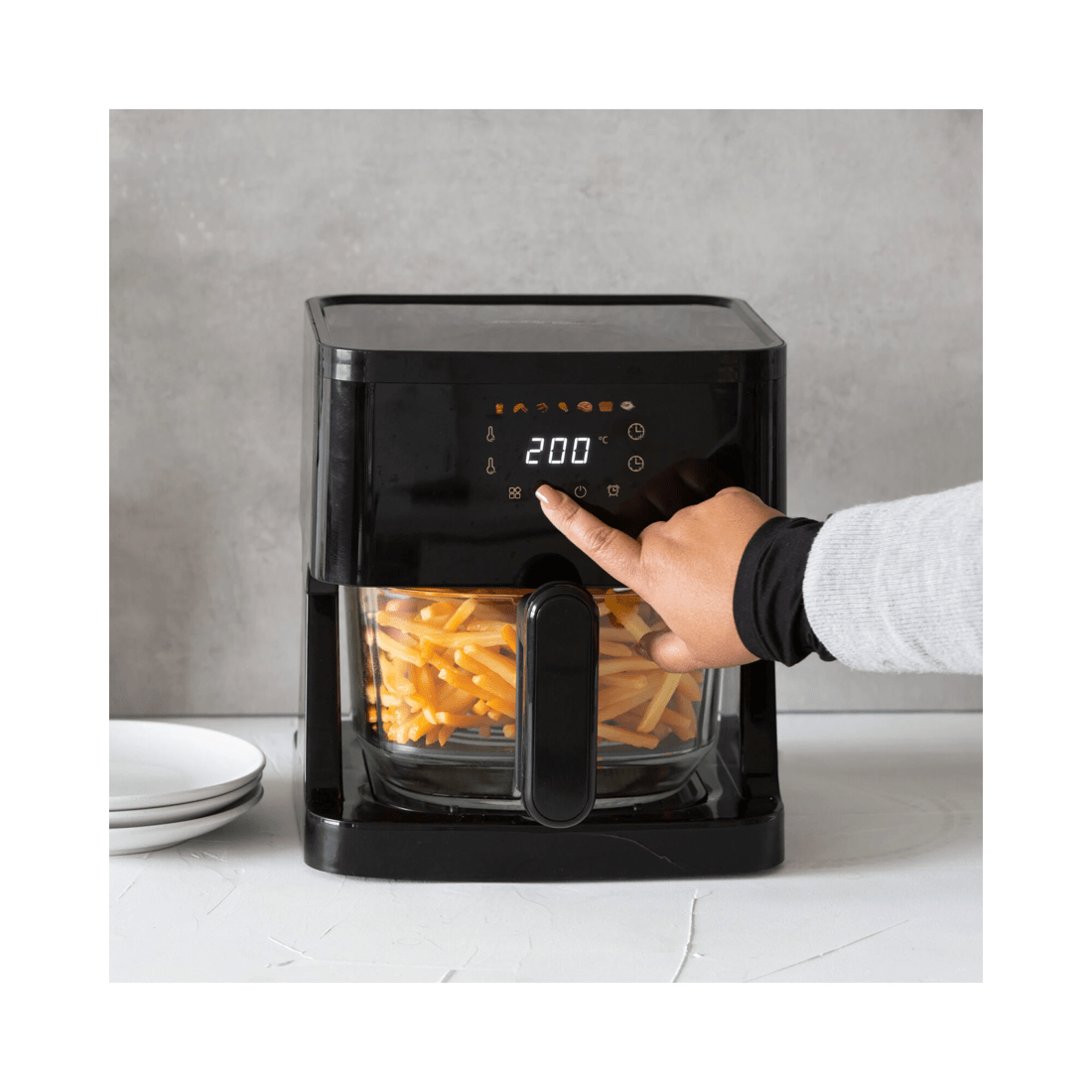 7 Healthy Choice 1350W 5L Touch Controlled Digital Air Fryer with Glass Basket, 7 of 8