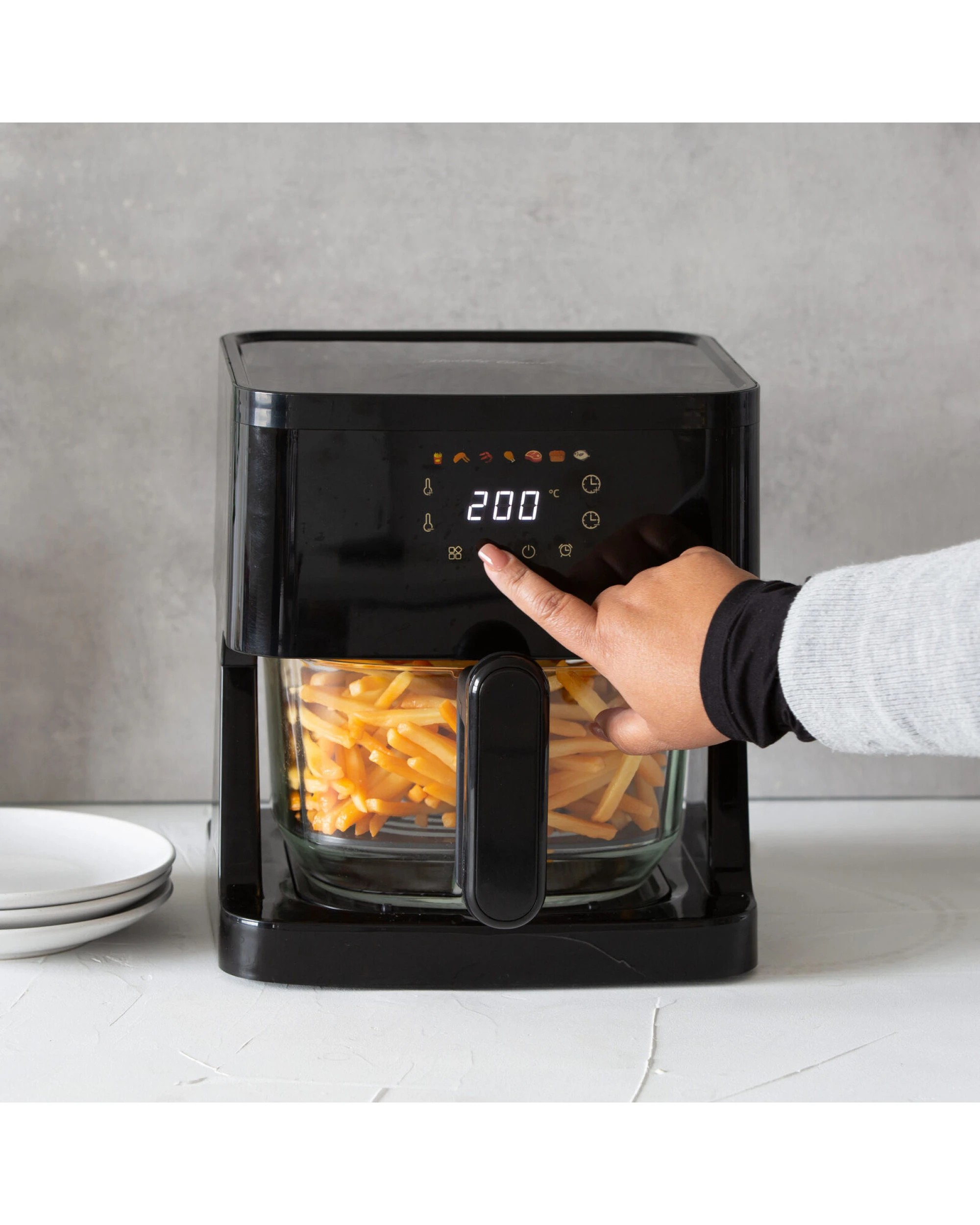 7 Healthy Choice 1350W 5L Touch Controlled Digital Air Fryer with Glass Basket, 7 of 8