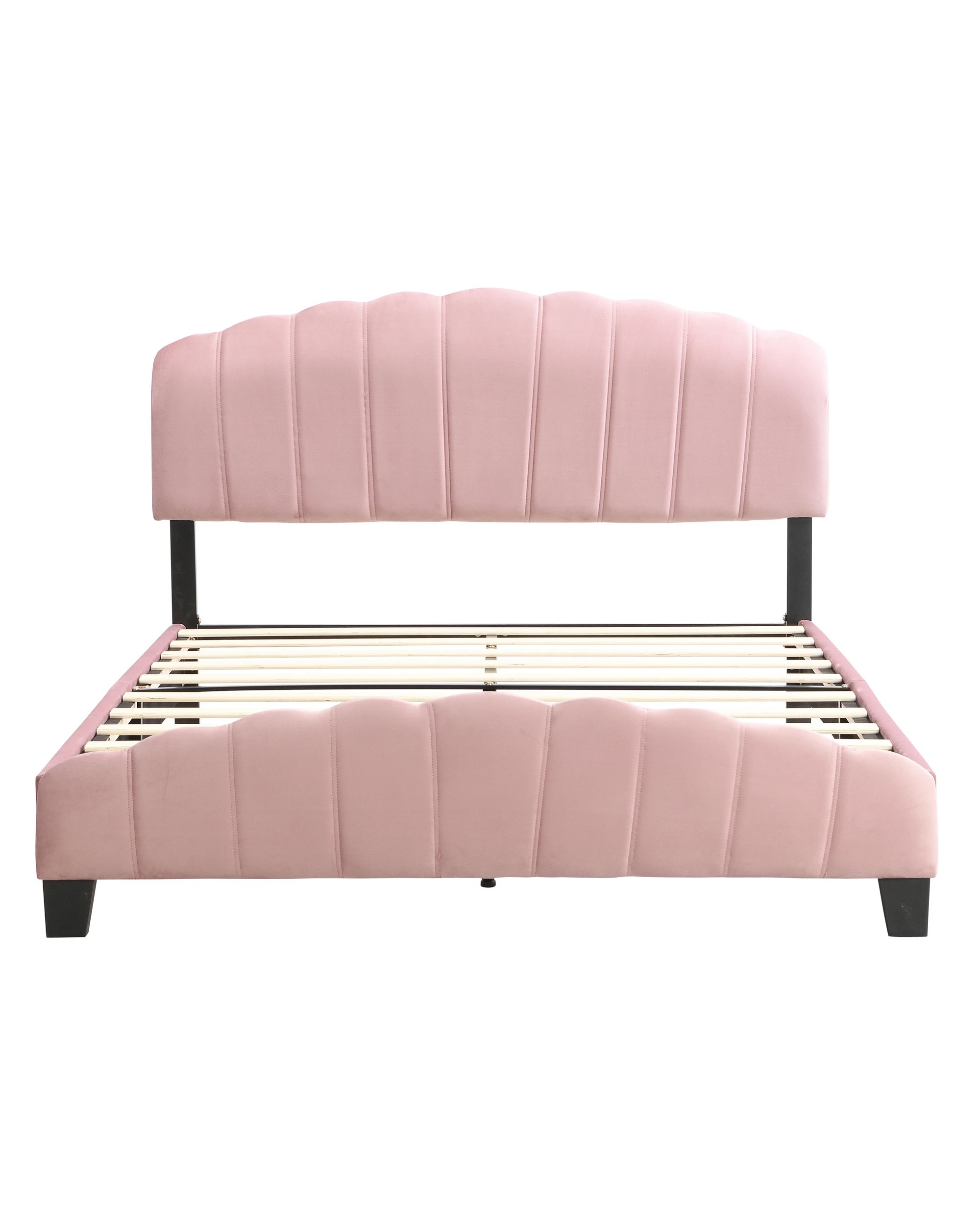 1 IHOMDEC BEF04 Shell Double Bed Frame - Pink - Pink, 1 of 10
