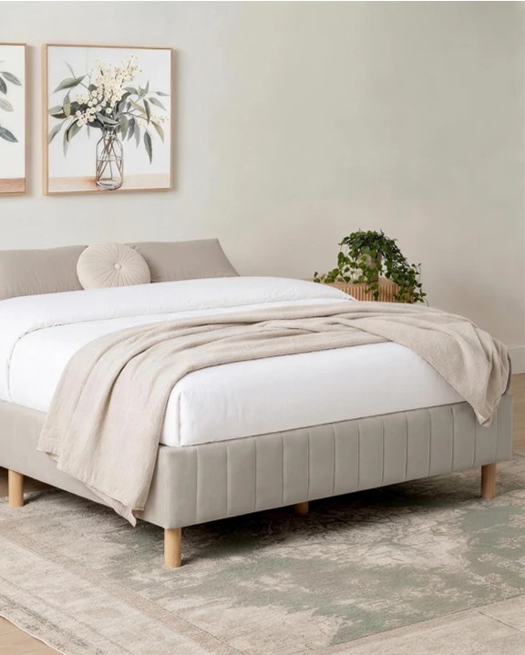1 Double Bed Upholstered Quick Snap Bed Base, 1 of 9