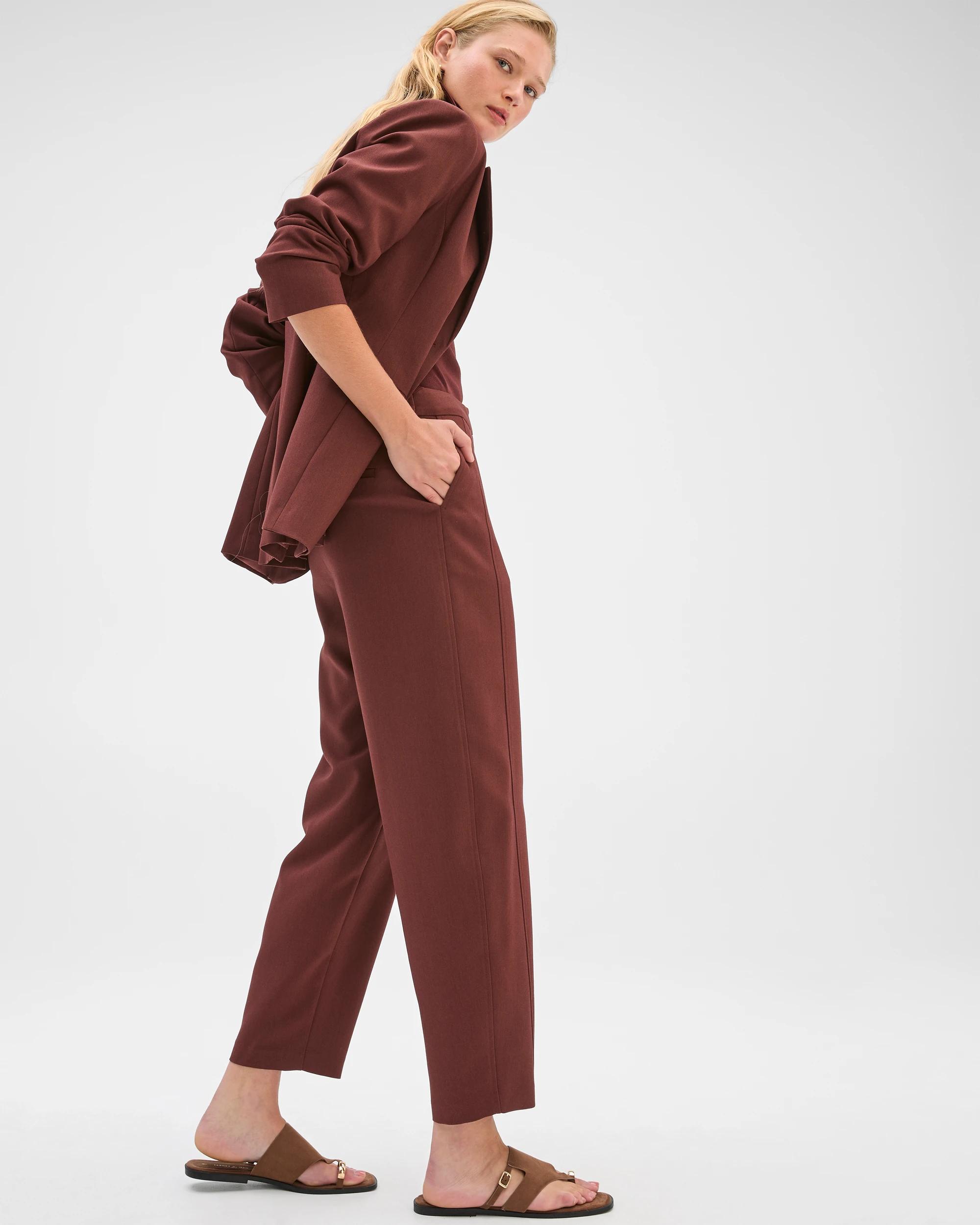 3 Preview Tailored Barrel Leg Pants RUM RAISIN, 3 of 10