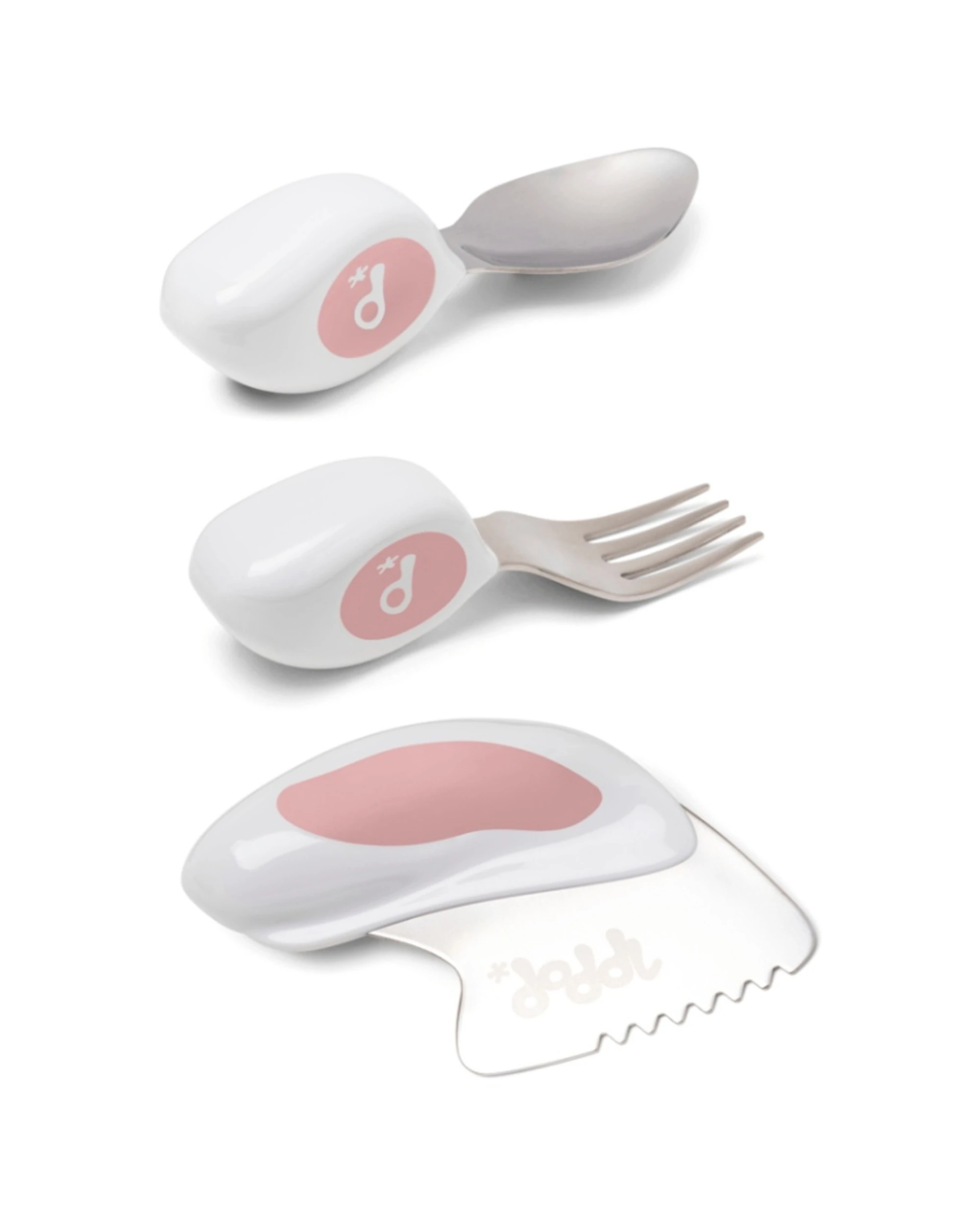 1 Doddl Utensil Set Fork Spoon Cutter 3 Piece Stainless Steel Dusky - Pink, 1 of 1