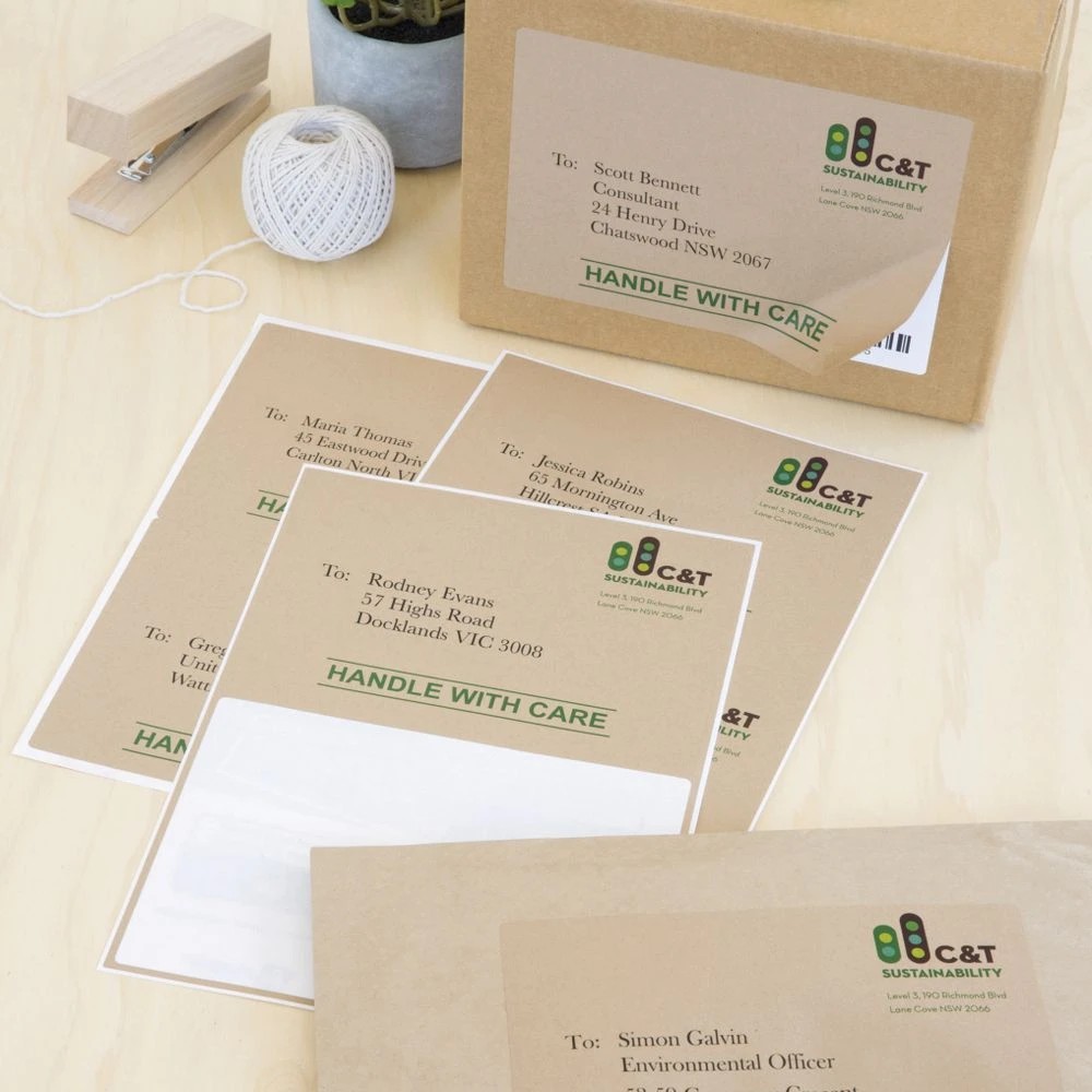 4 Avery 2UP Inkjet Laser Shipping Labels Kraft Brown 20 Sheets, 4 of 5