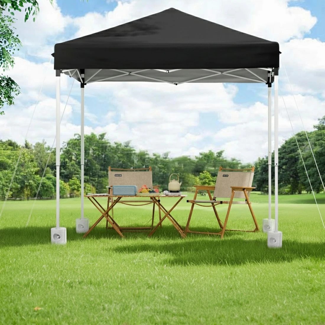 4 Instahut Gazebo 2x2m Outdoor Patio Garden Marquee Shade w/ Base Pods - Black, 4 of 7