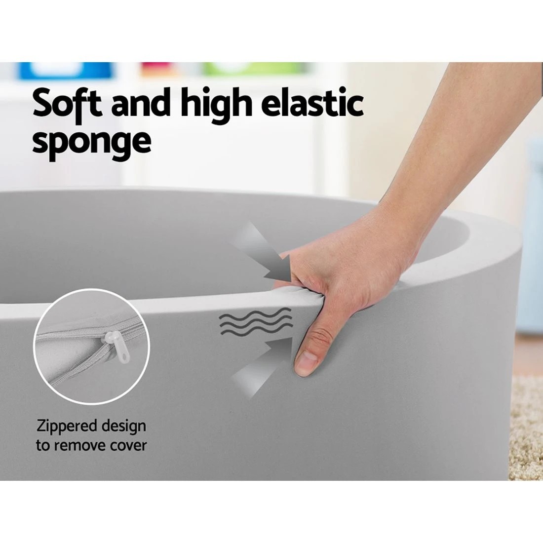 6 Keezi Kids Ball Pit 90x30cm Ocean Foam Play Pool Barrier Toys Children
 - grey, 6 of 7