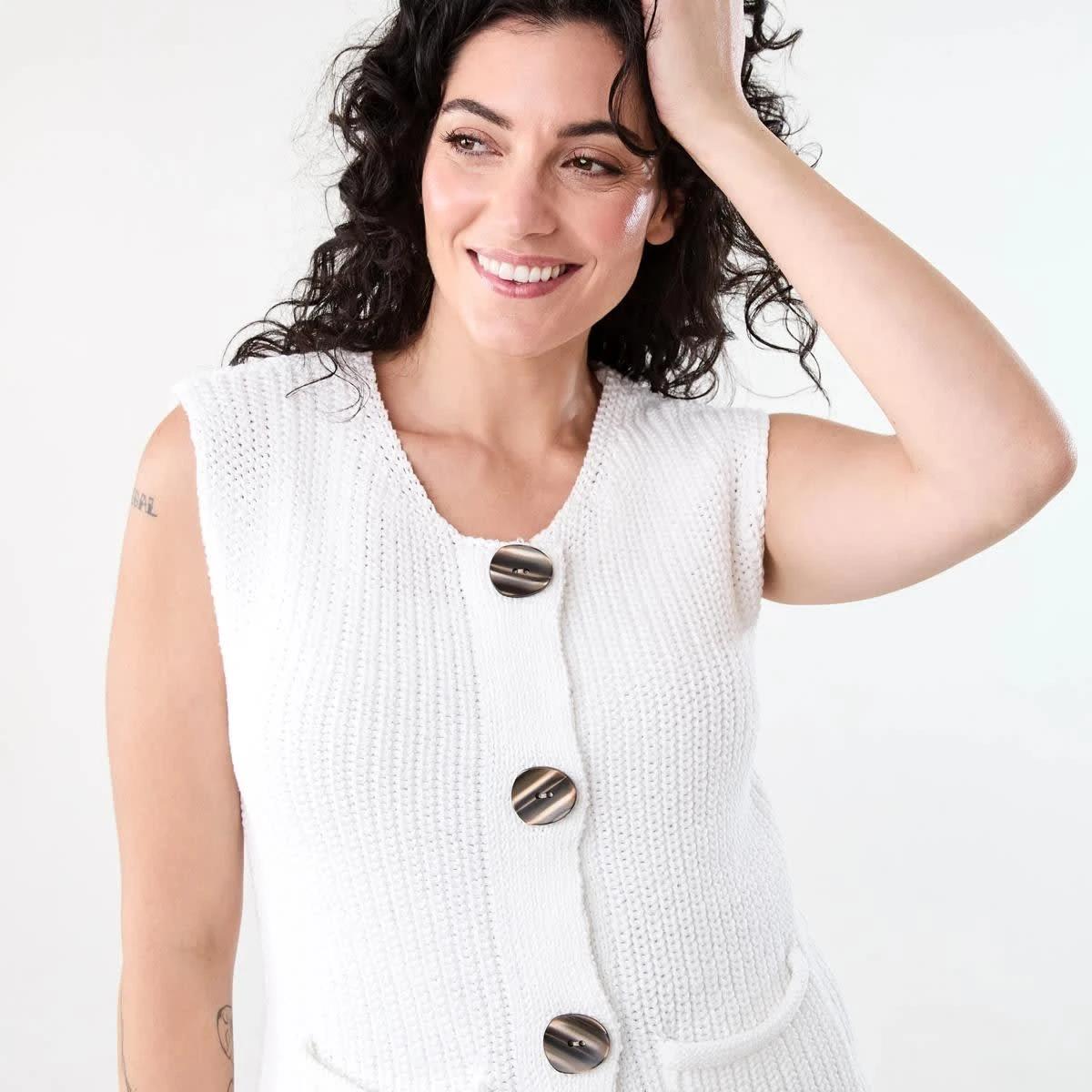 4 Fisherman Rib Vest WHITE, 4 of 6