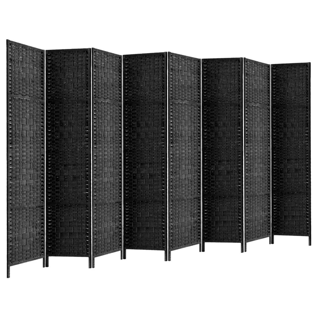 1 Artiss 8 Panel Room Divider Screen 326x170cm Woven - Black, 1 of 8