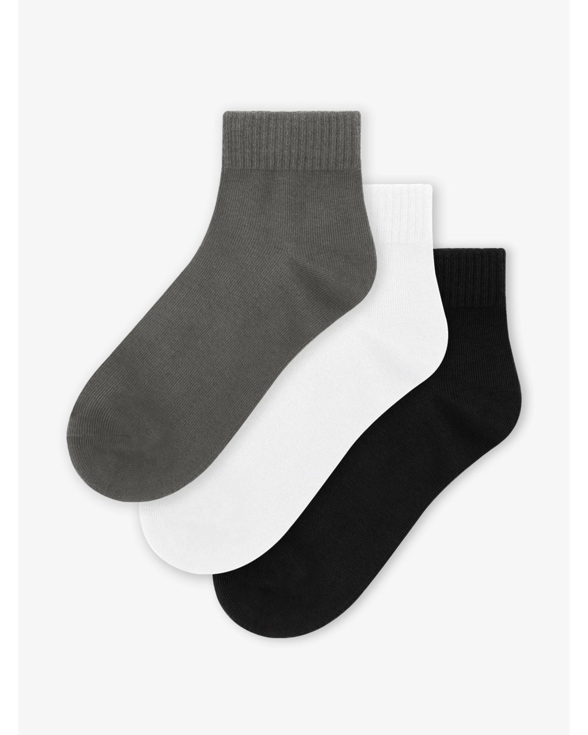 4 Advwin Small 3-Pair Ankle Socks Black/Green/Blue BLACK/WHITE/CHARCOAL, 4 of 4