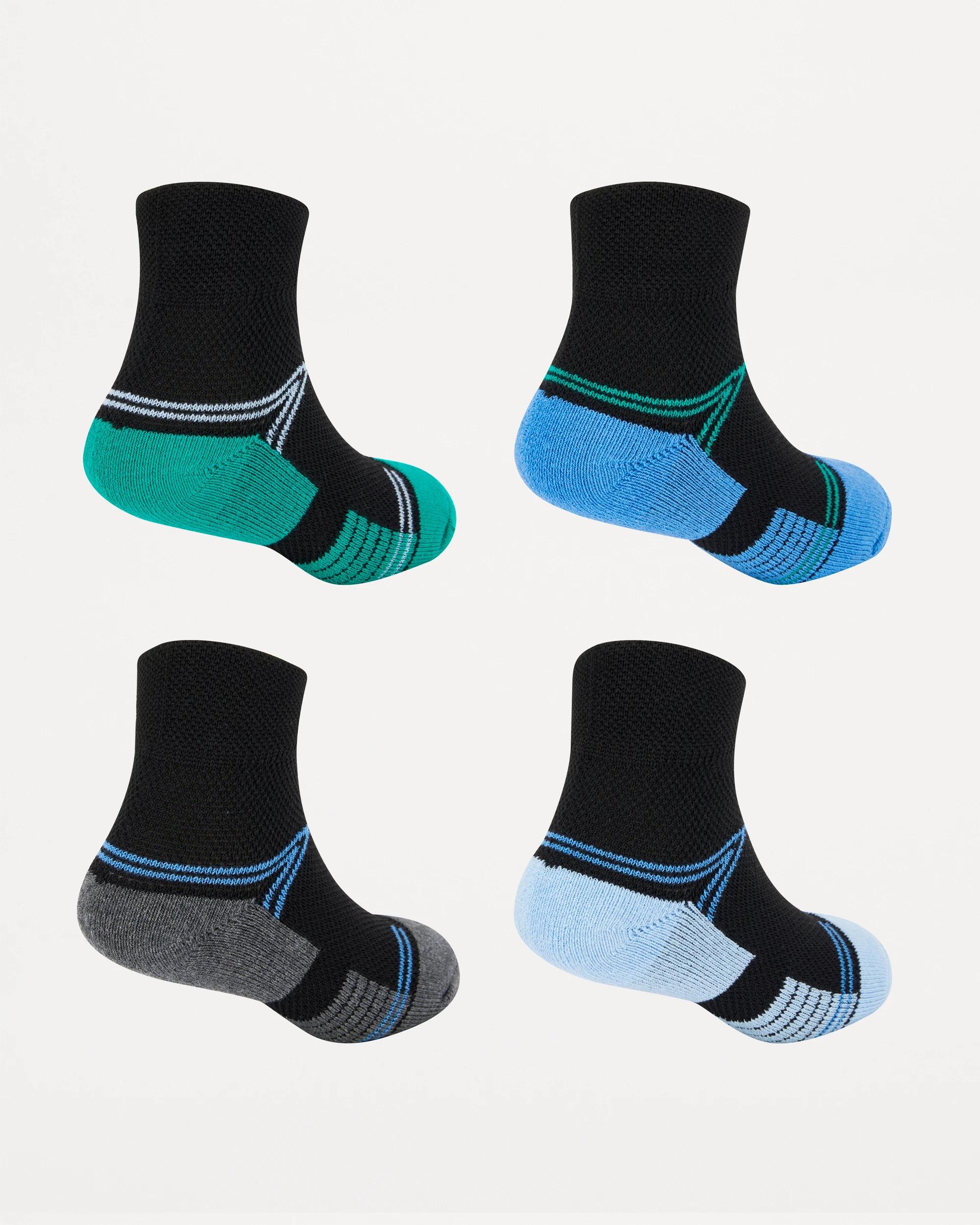 2 4 Pack Mesh Sports Quarter Crew Socks Black/blue, 2 of 3