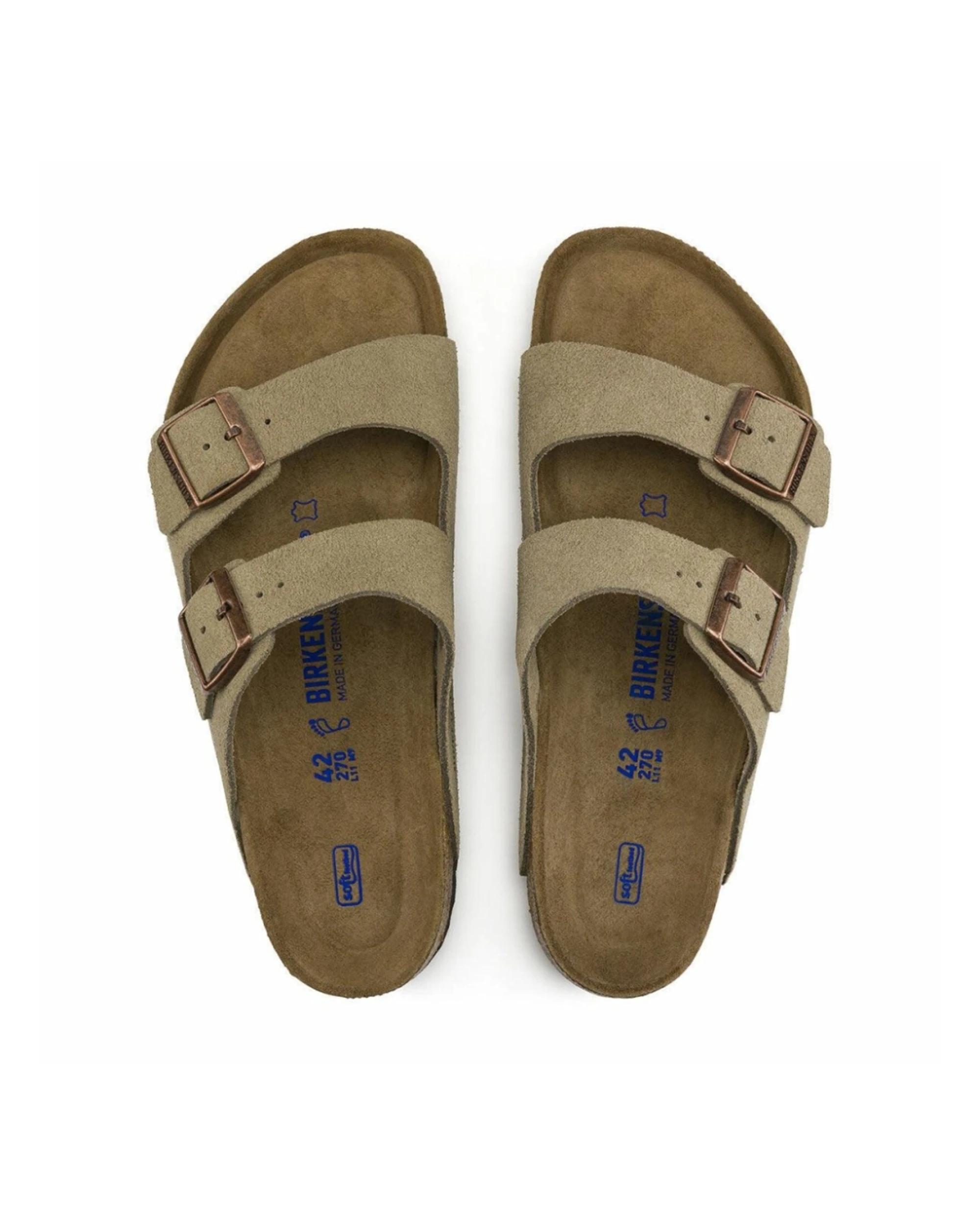 2 Birkenstock Arizona Suede Leather Soft Footbed Sandals Narrow TAUPE, 2 of 5