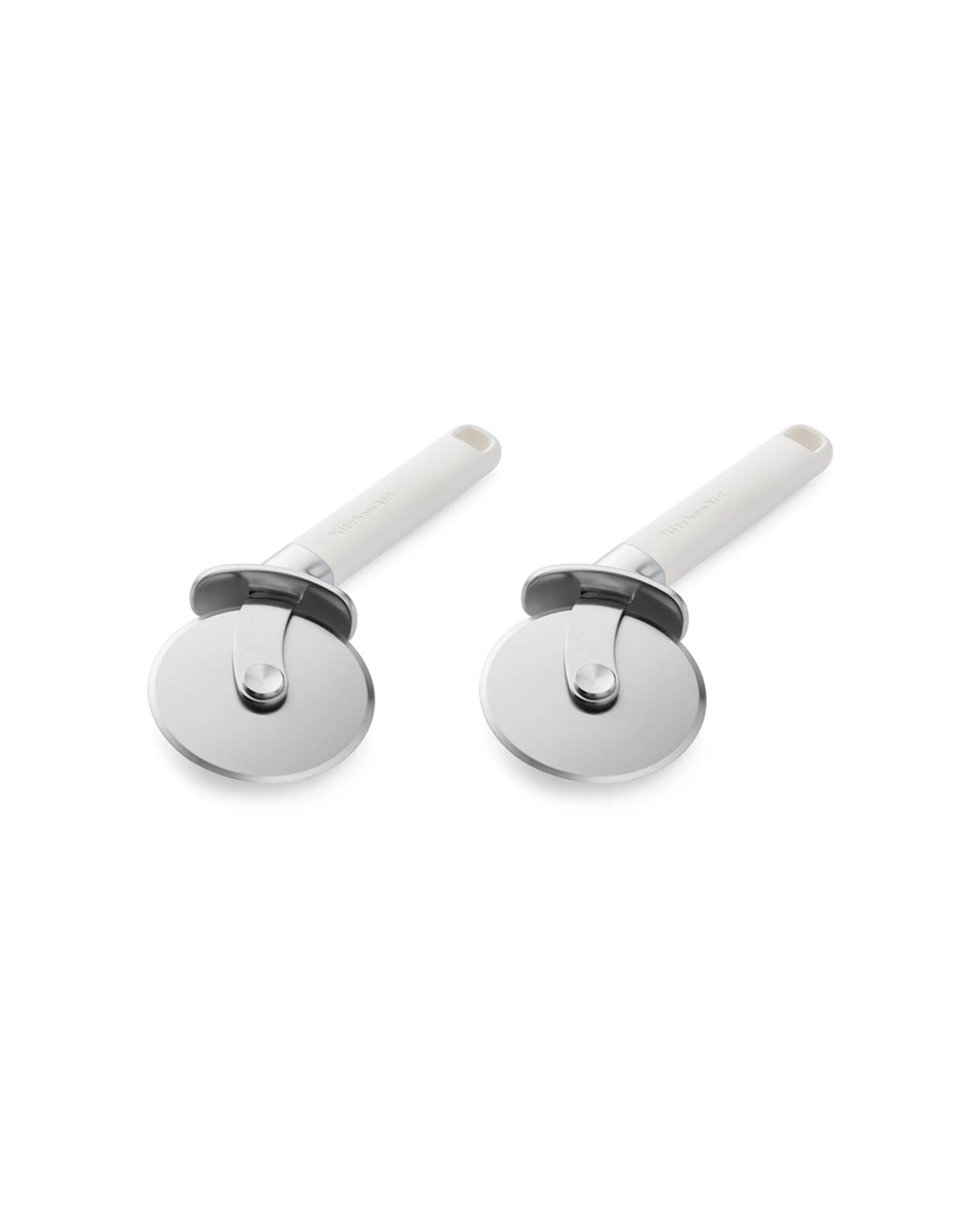 1 KitchenAid 2PK Classic Metal Pizza Wheel Cutter Finger Guard Ergonomic Handle Kitchen Utensil - White, 1 of 6