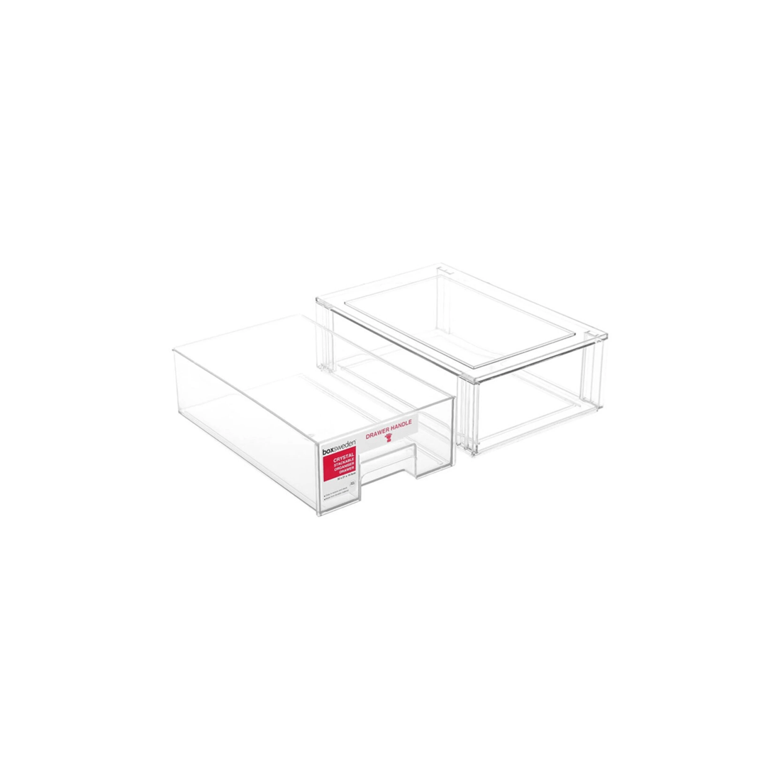 4 BOXSWEDEN Crystal Stackable Organiser Drawer 32cm Storage 2PK Durable Material
 - plain, 4 of 6