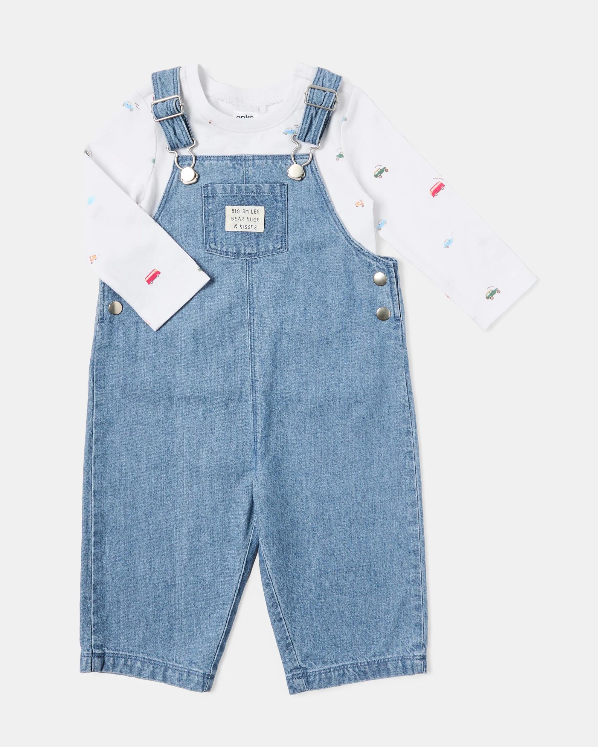 1 Long Sleeve Dungaree Set Cars, 1 of 5