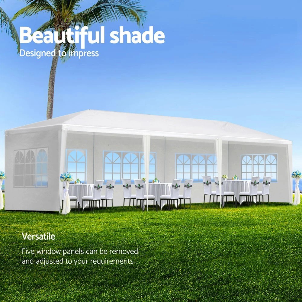 4 Instahut Gazebo 3x9m Marquee Wedding Party Tent Outdoor Camping Side Wall Canopy 5 Panel - White, 4 of 6