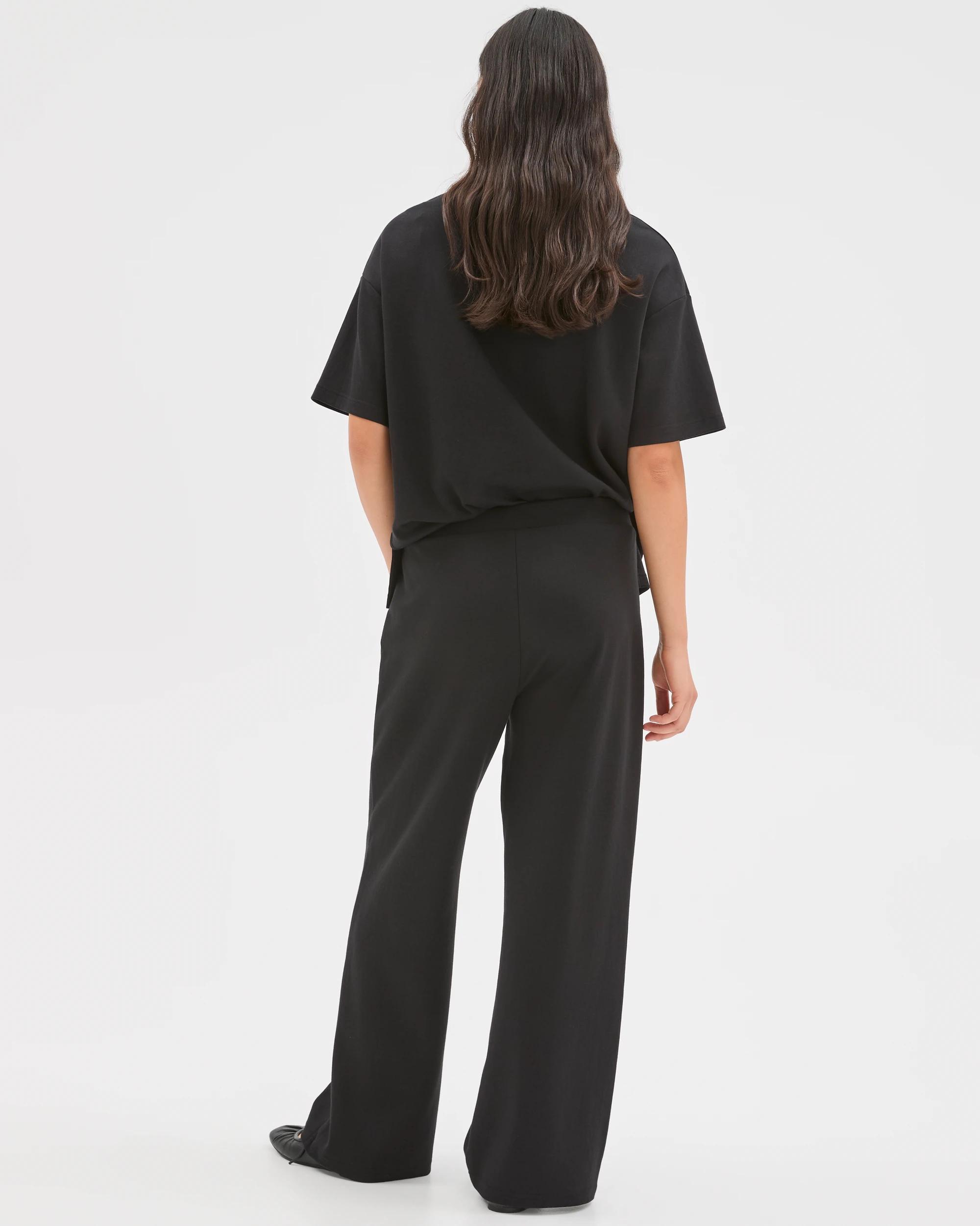 4 Target Woman Australian Cotton Blend Wide Leg Interlock Pants BLACK, 4 of 7