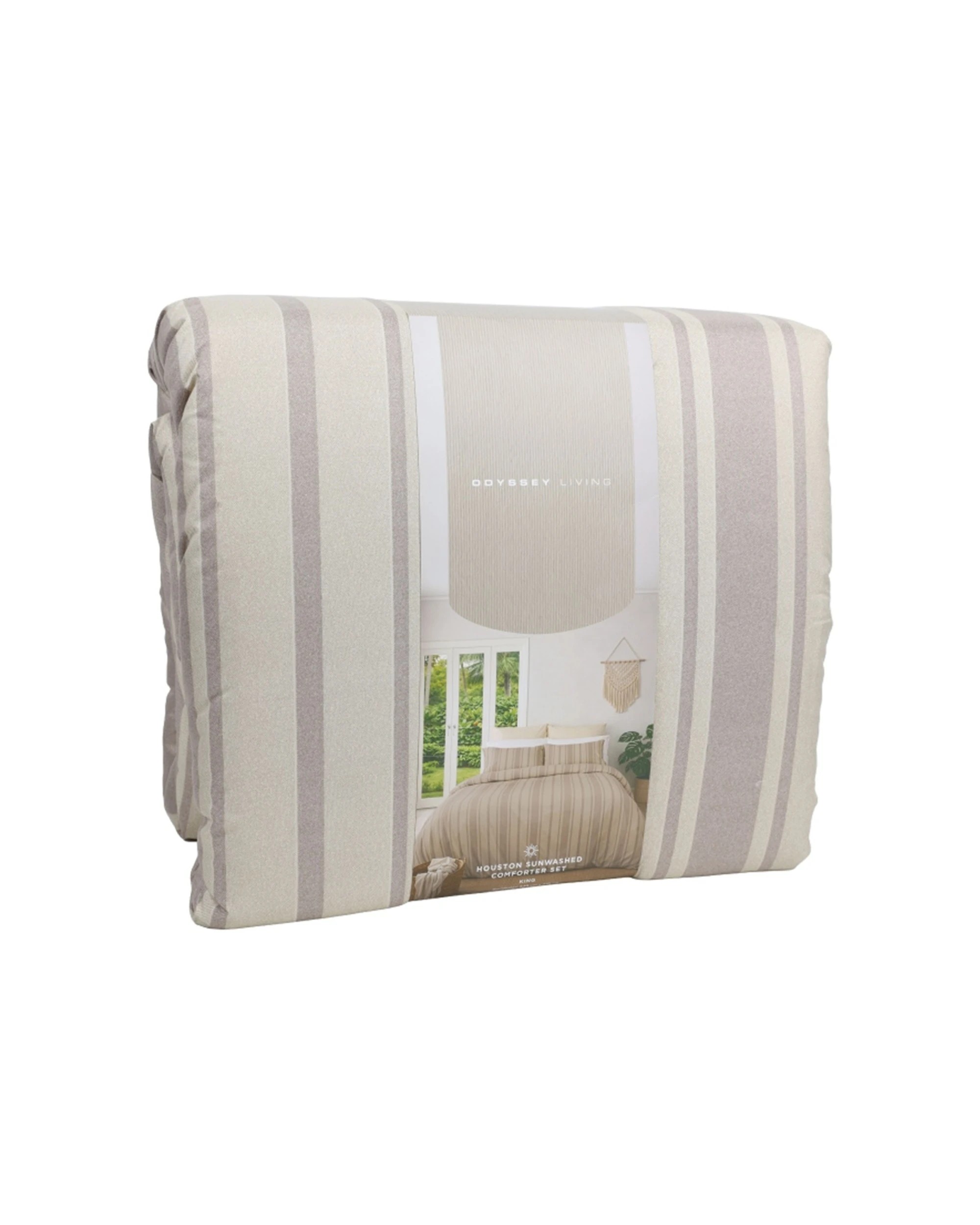 1 Odyssey Living 3pc Odyssey Living Houston Comforter & Pillowcase Bedding King - Natural, 1 of 1