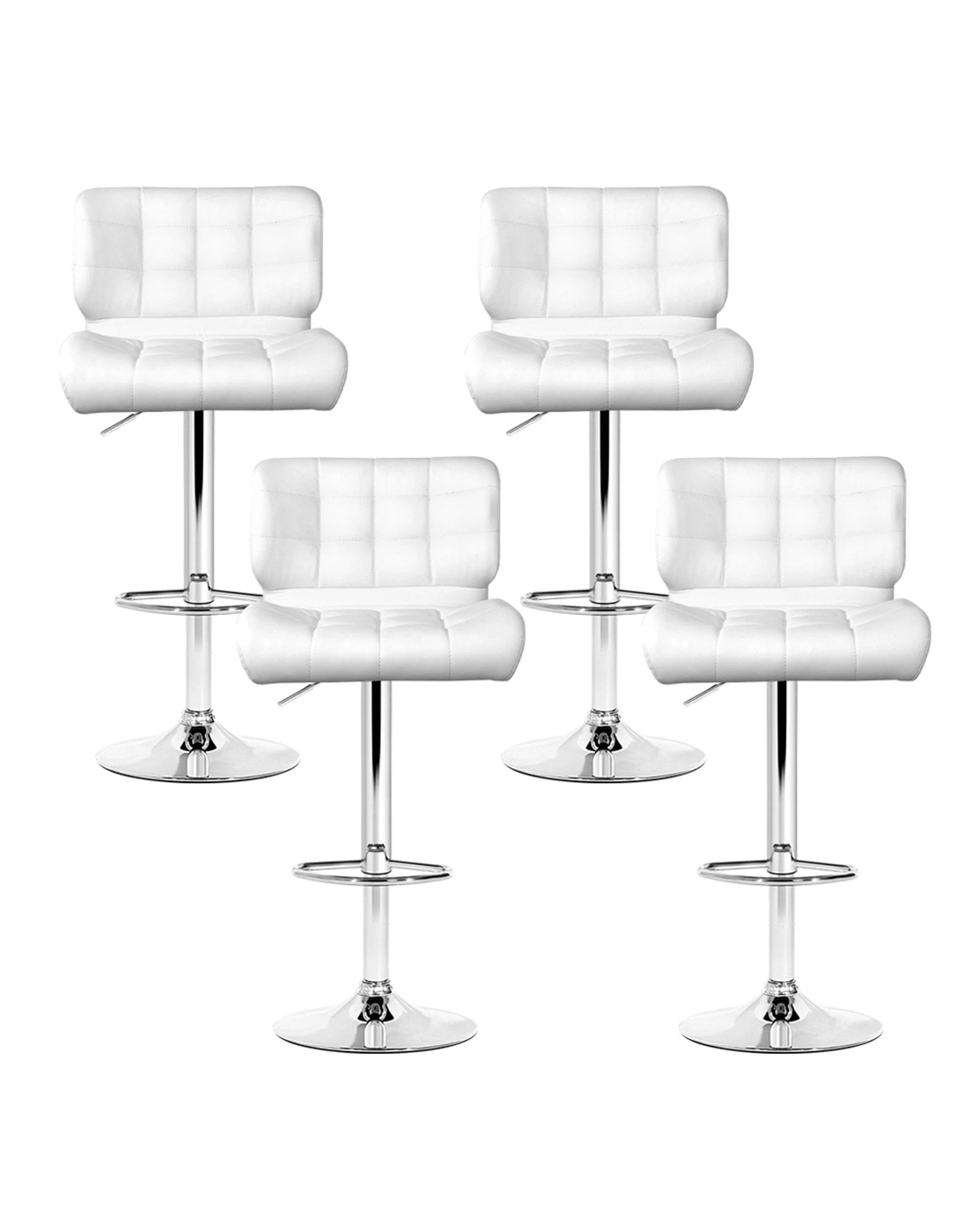3 Artiss 4x Bar Stools Gas Lift Leather Padded - White, 3 of 6