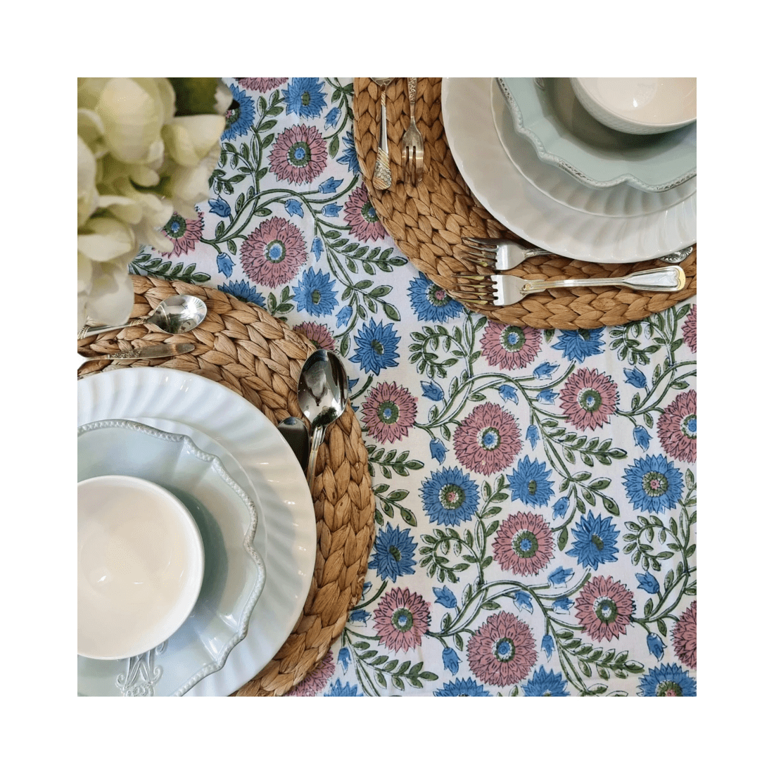 5 Kolka Kumudani Hand Block-Printed Tablecloth - Pink, 5 of 8