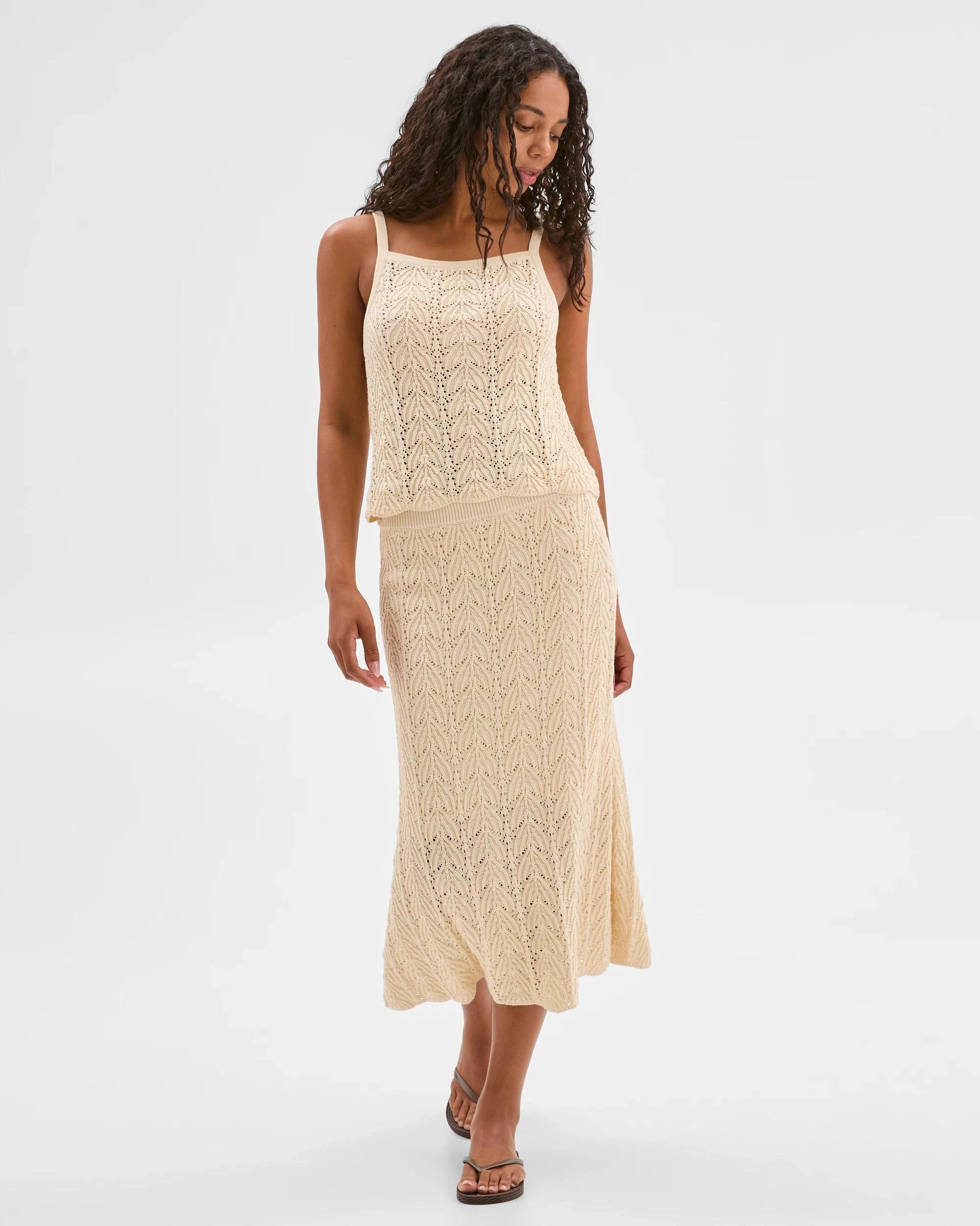 2 Target Australian Cotton Knitted A-Line Crochet Skirt NATURAL, 2 of 8