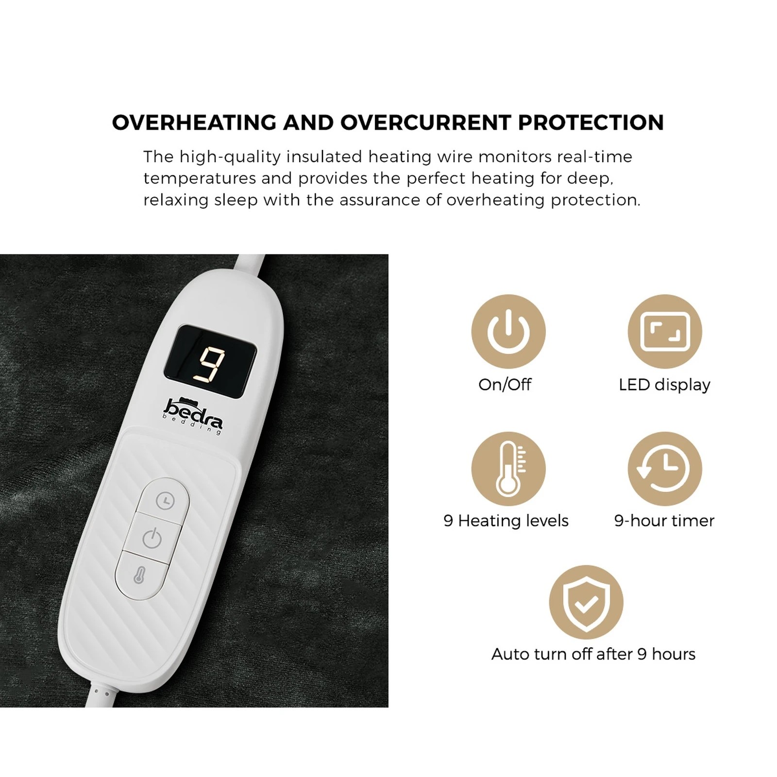 6 Bedra Bedding Electric Throw Rug Washable Heated Blanket Flannel Winter Warm - Single Bed - Charcoal, 6 of 10