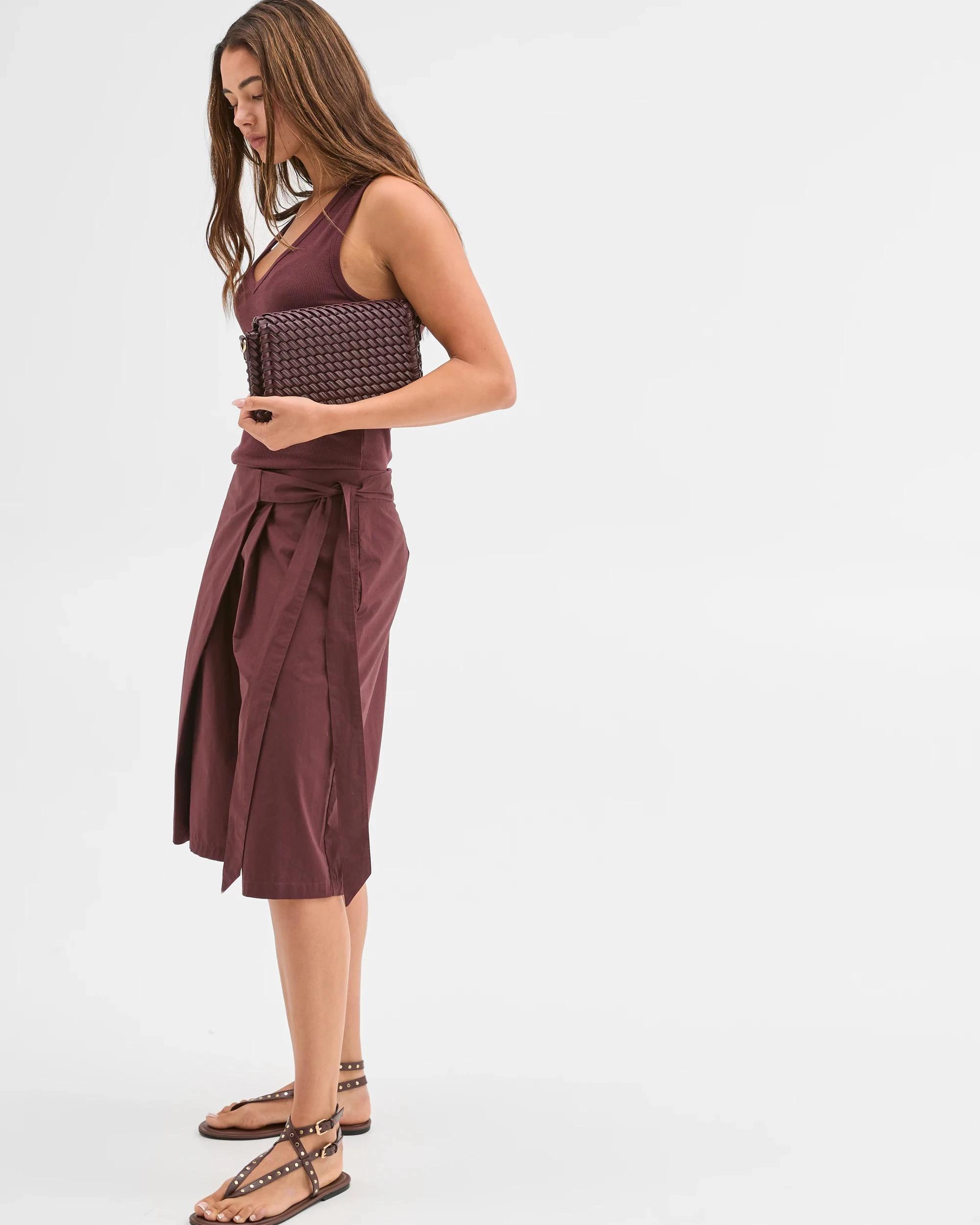 4 Lily Loves Australian Cotton Wrap Front Shorts BURGUNDY ROUGE, 4 of 6